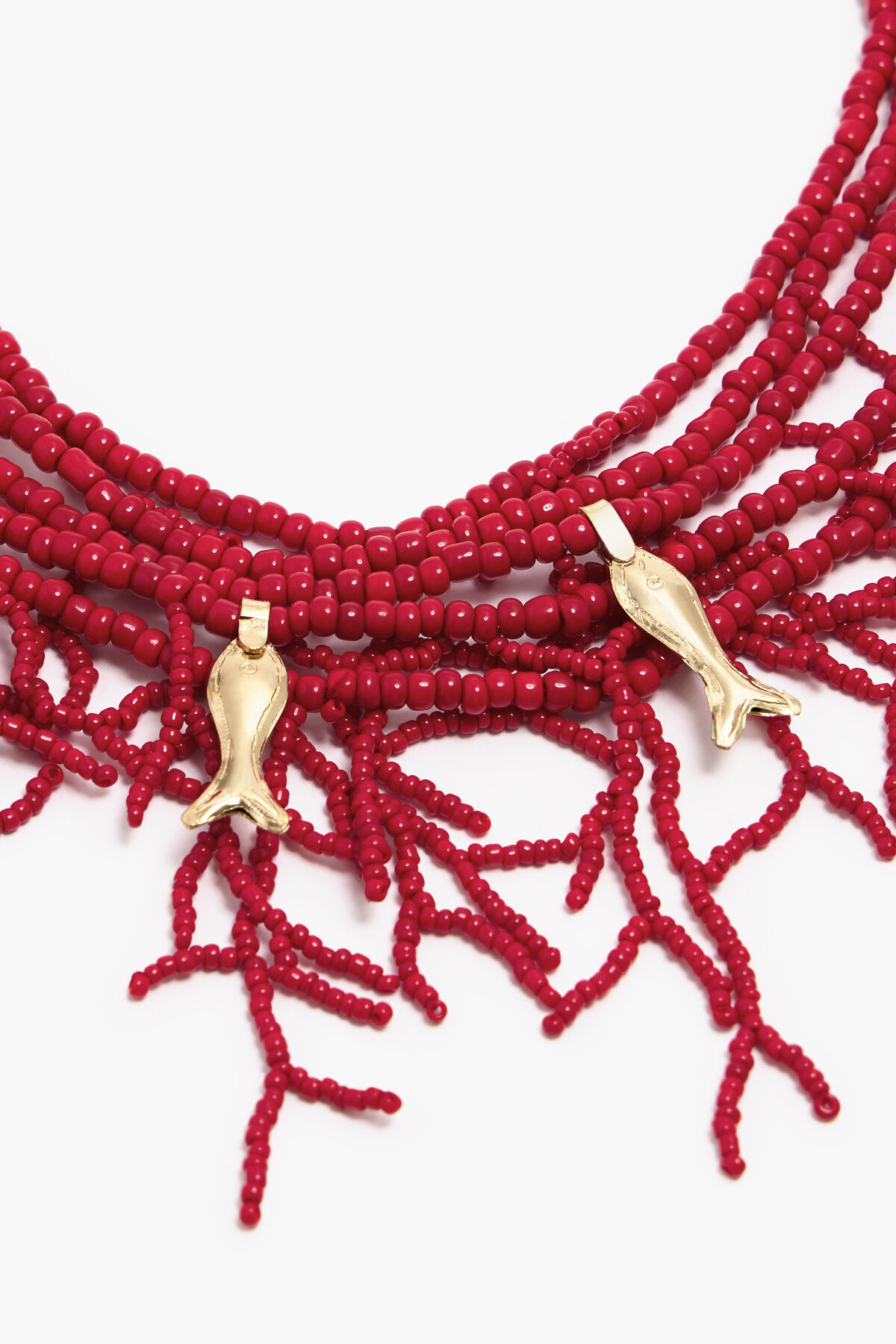 Collar largo abalorios rojo