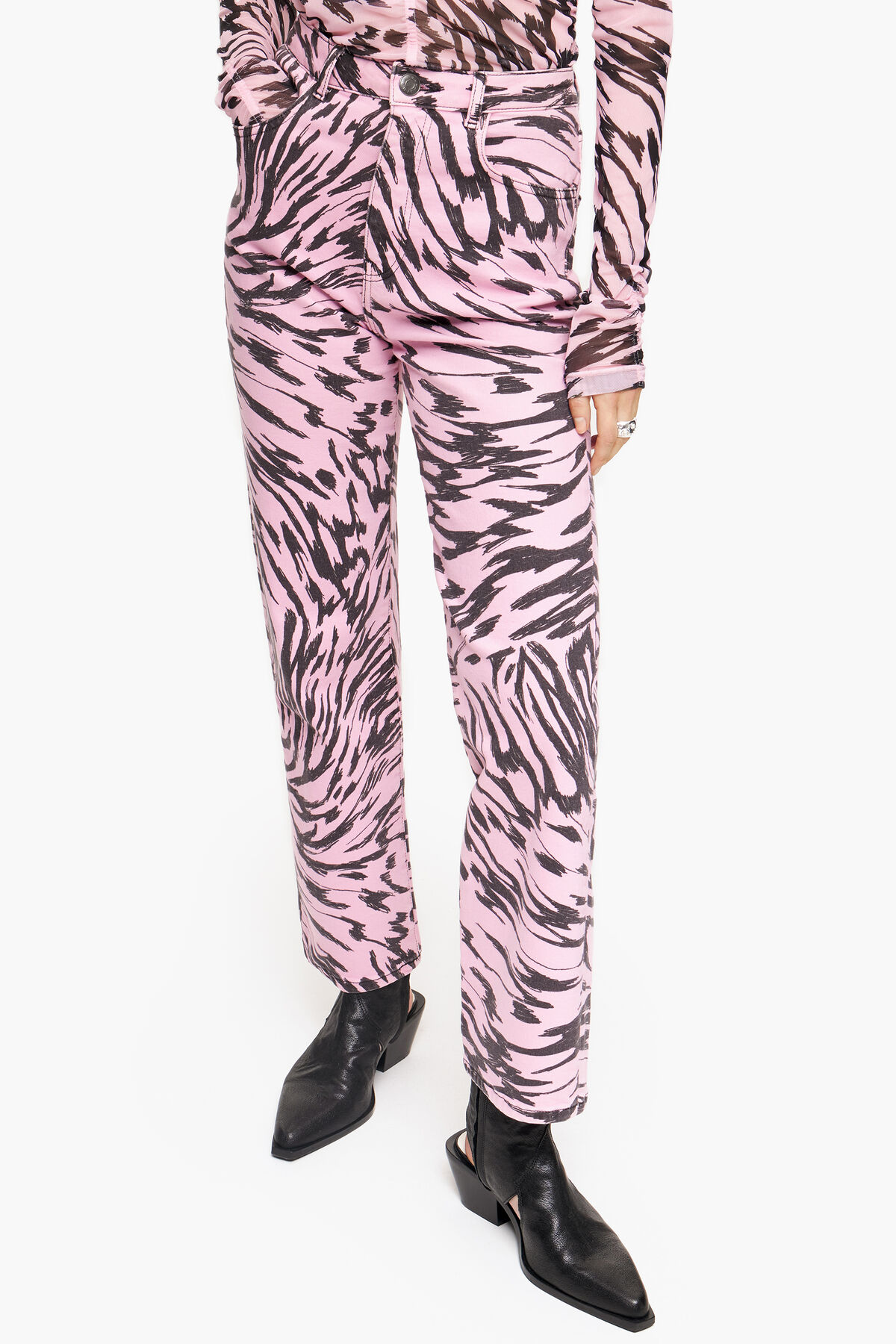 STRAIGHT CROPPED - Vaquero recto print Butterfly Wing rosa