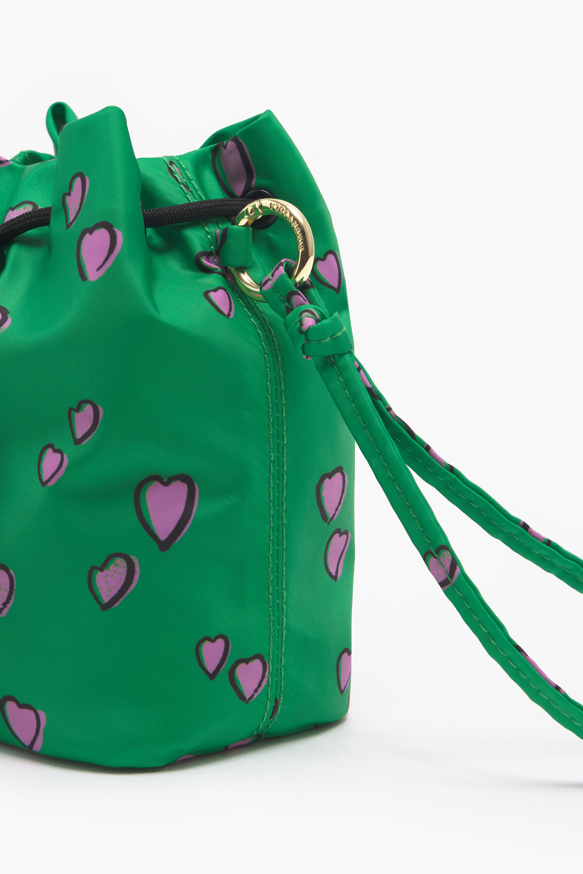 Minibolso saca S print Small Hearts verde