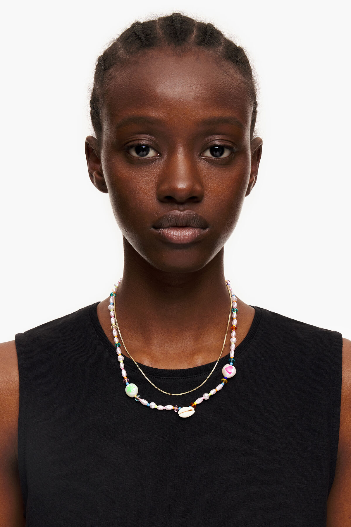 Collar perlas y cristales multicolores