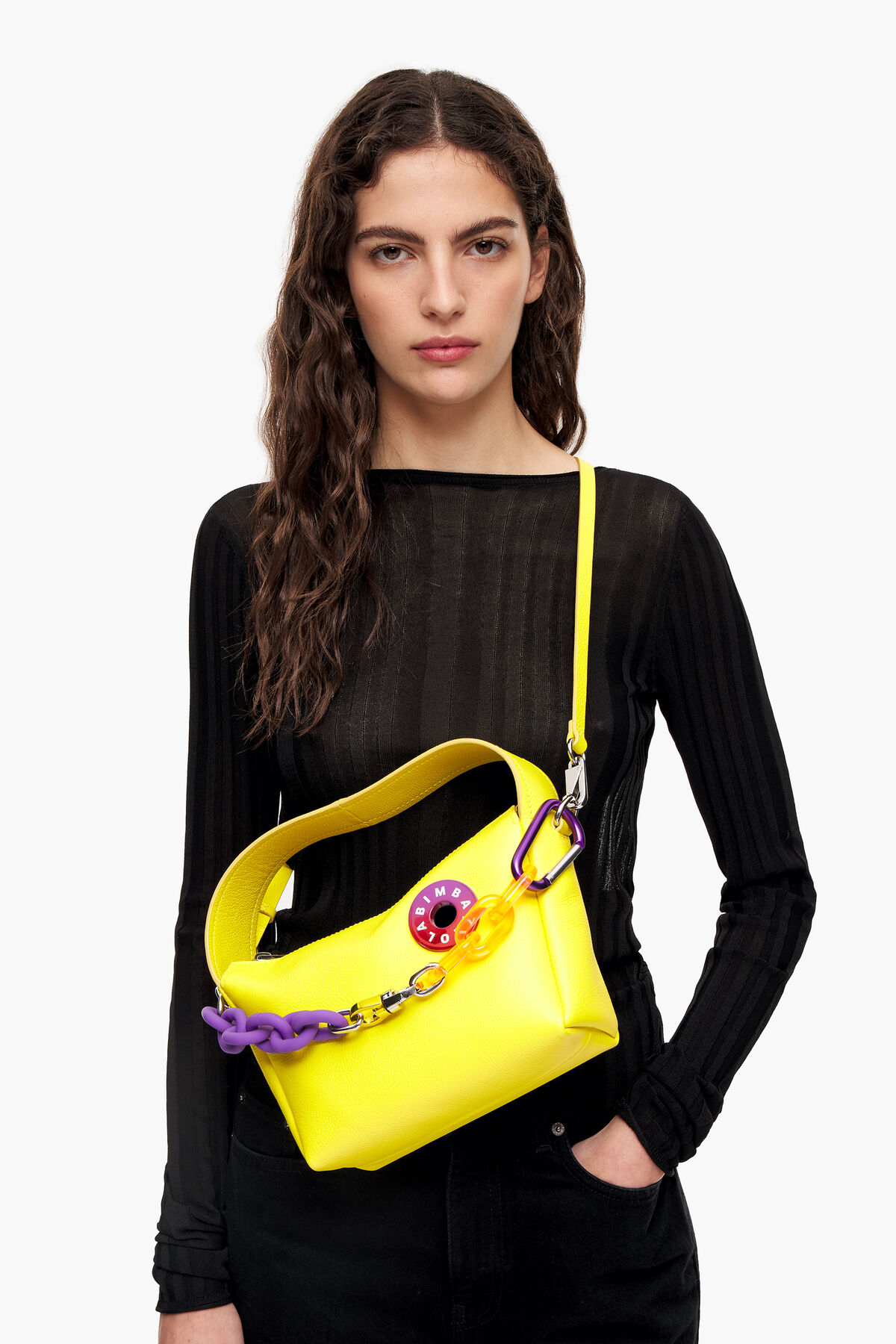 Bolso hobo M piel amarillo