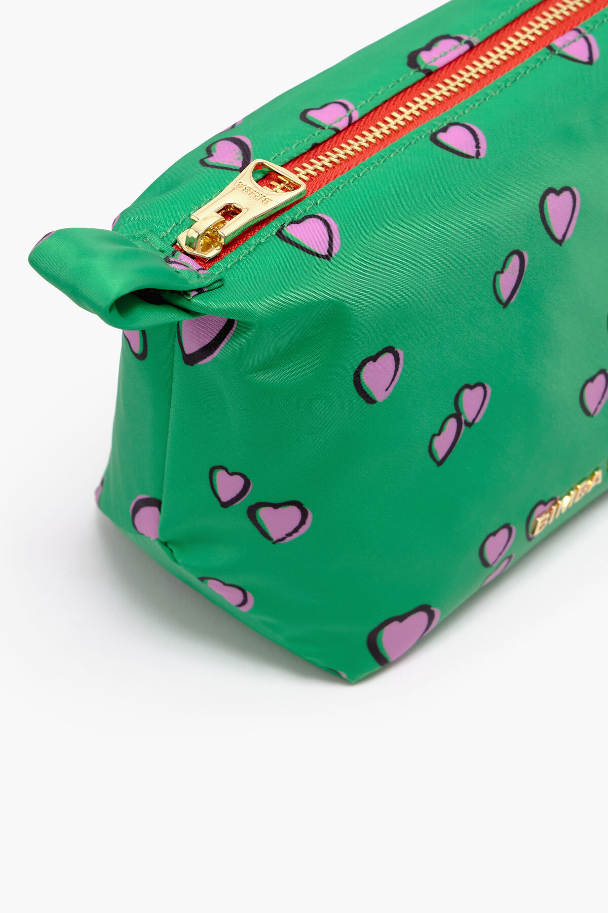 Neceser trapecio S print Small Hearts verde