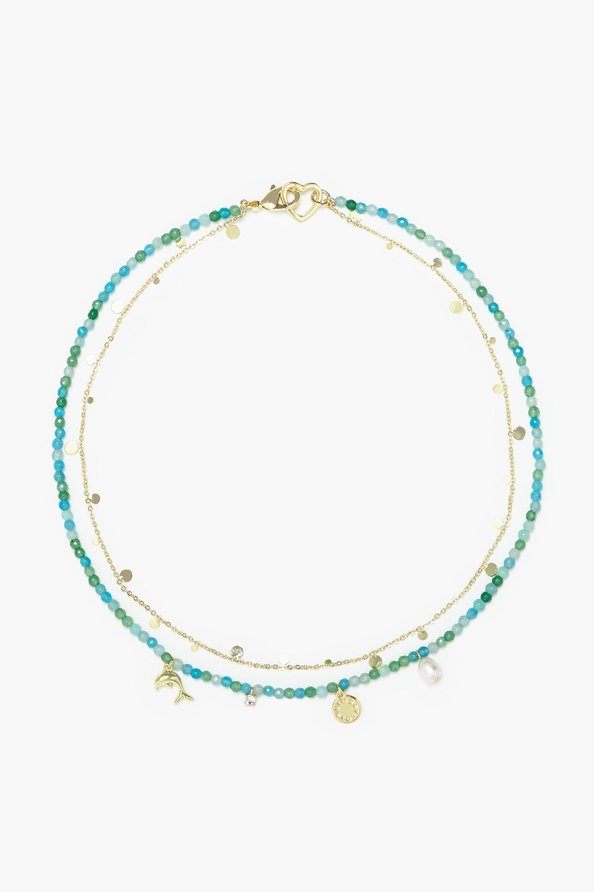 Collar corto delfín piedras turquesa