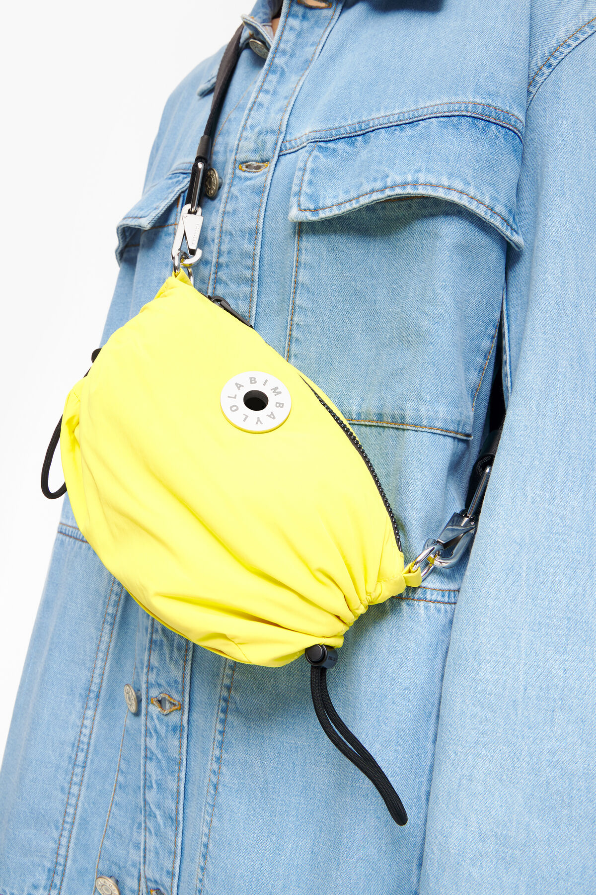 Bolso bandolera S nylon frunces amarillo
