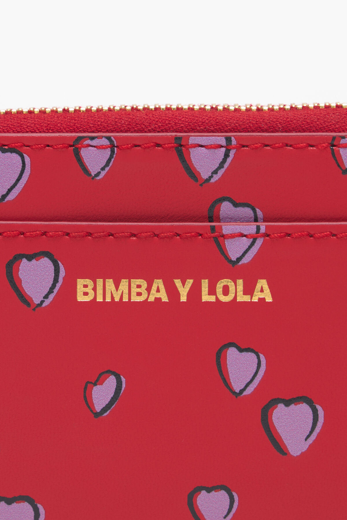 Cartera rectangular piel print Small Hearts roja