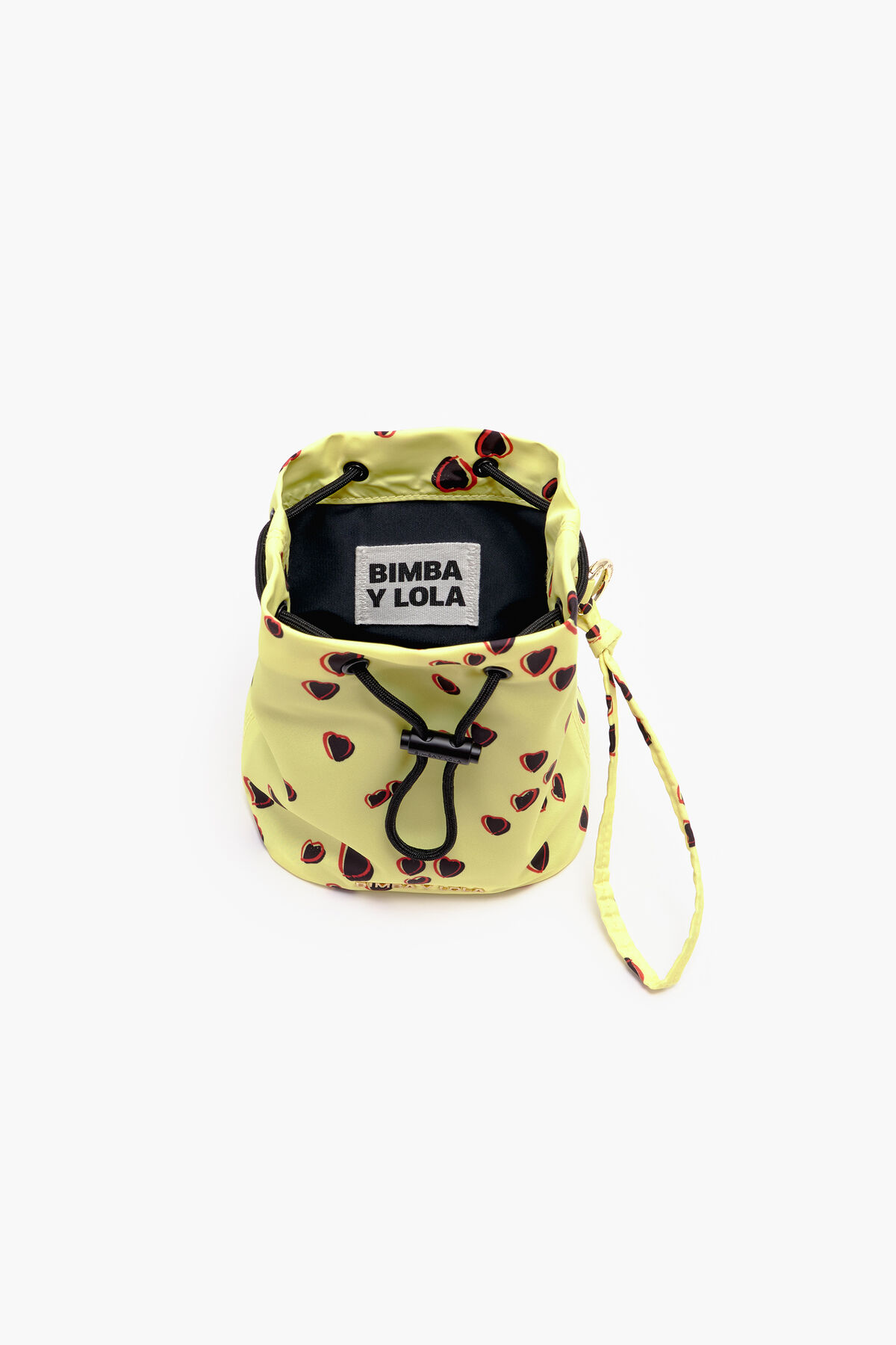 Minibolso saca S print Small Hearts amarillo
