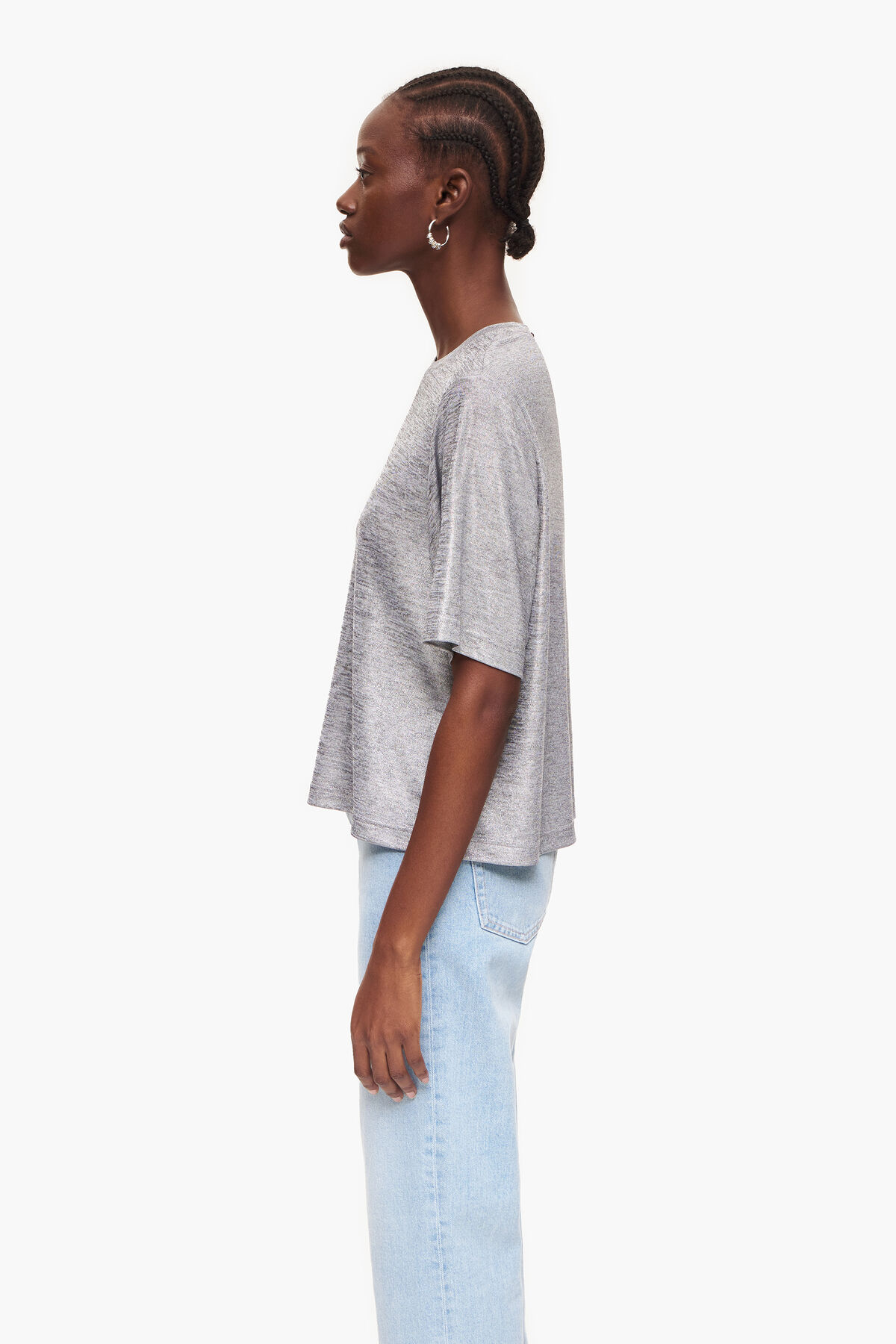 Camiseta fluida gris foil