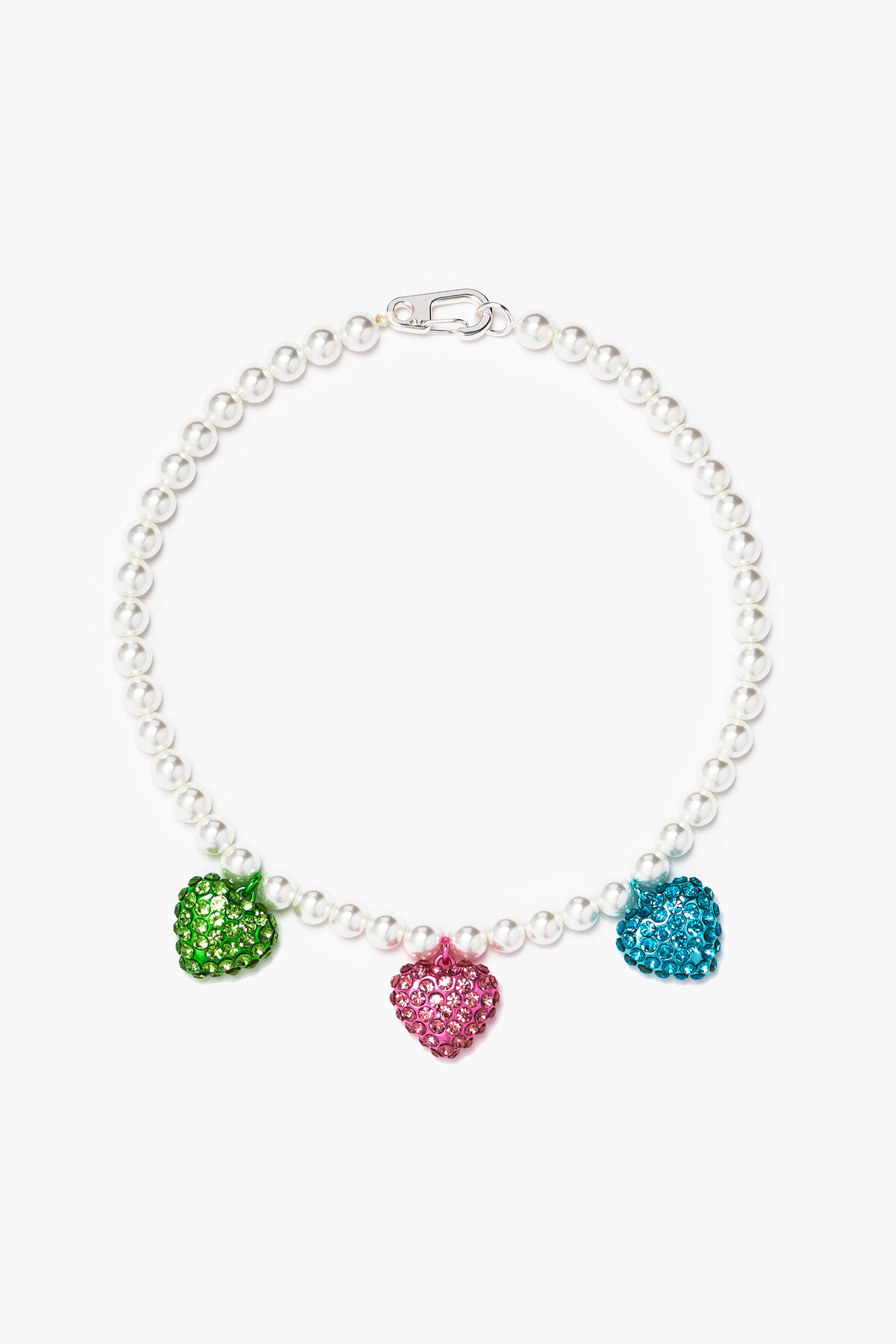 Collar perlas corazones multicolores
