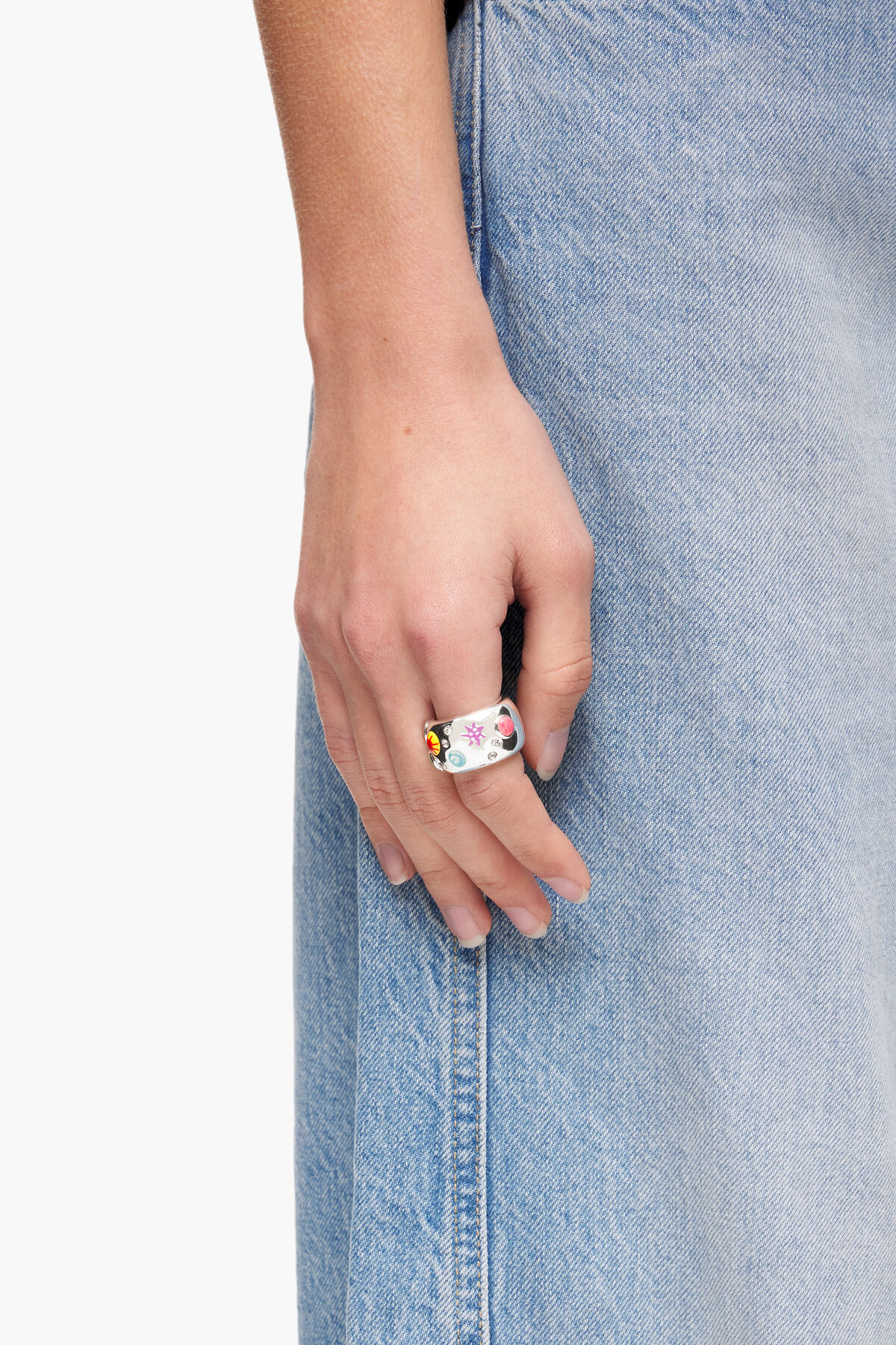 Anillo cristales esmaltes multicolores