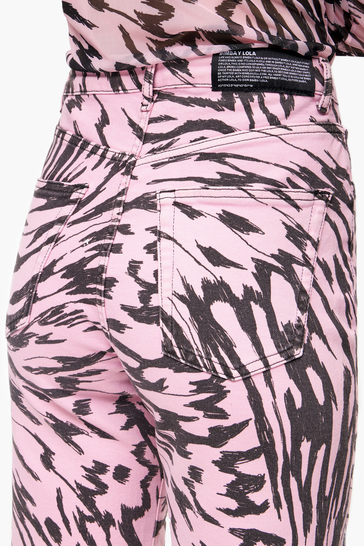 STRAIGHT CROPPED - Vaquero recto print Butterfly Wing rosa