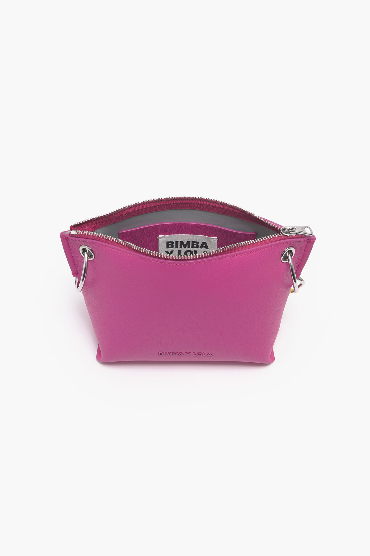 Bolso bandolera M piel fucsia