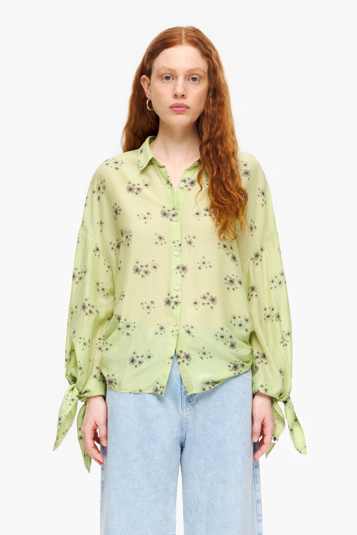 Camisa print Acrylic Flowers verde
