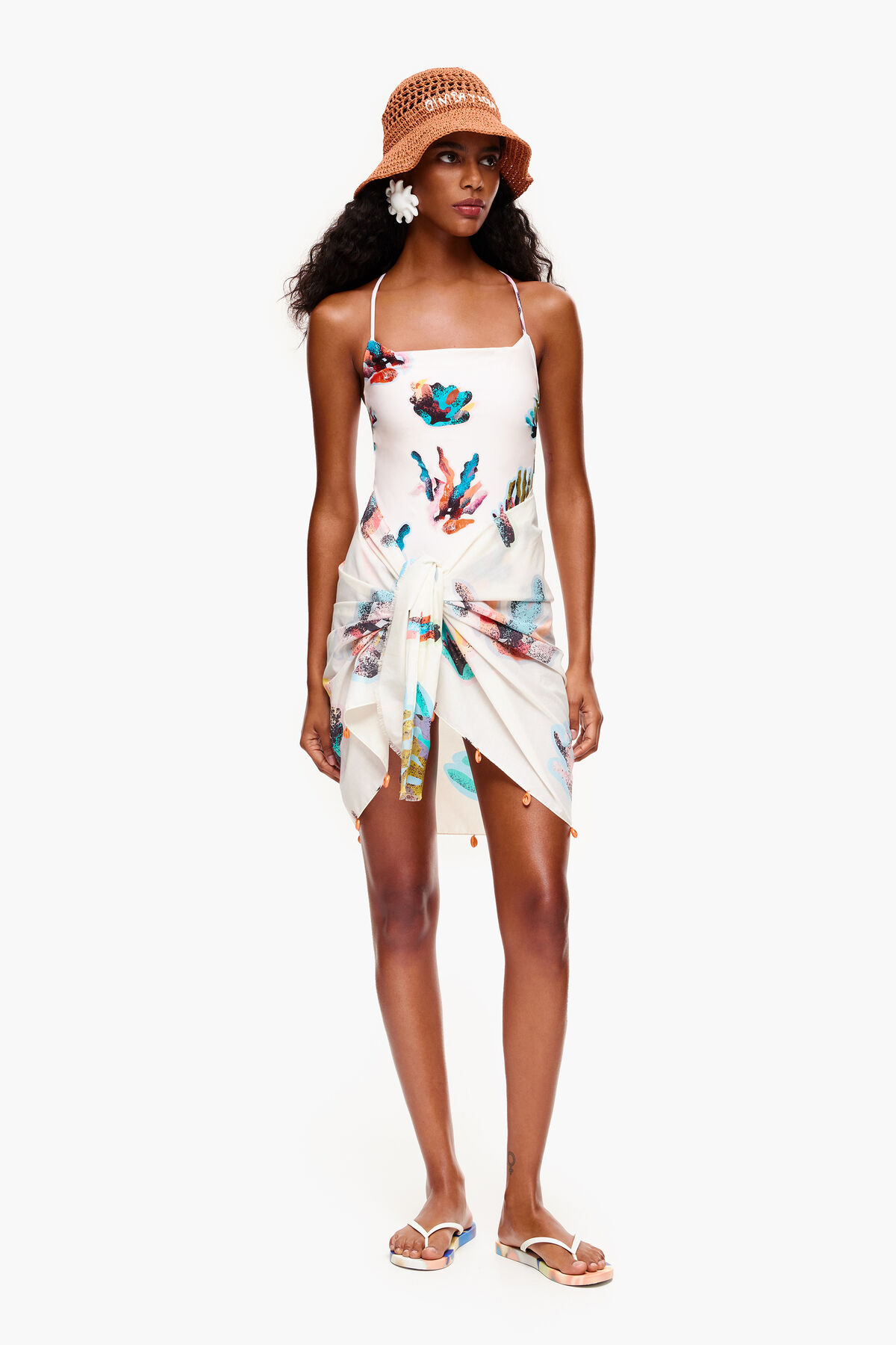 Pareo corto algodón Coral