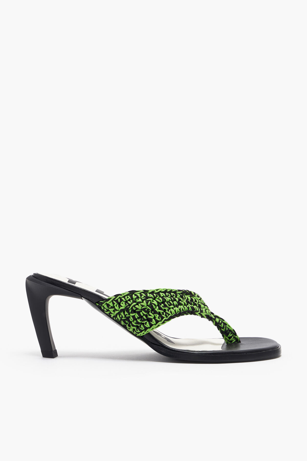 Sandalia tacón crochet verde