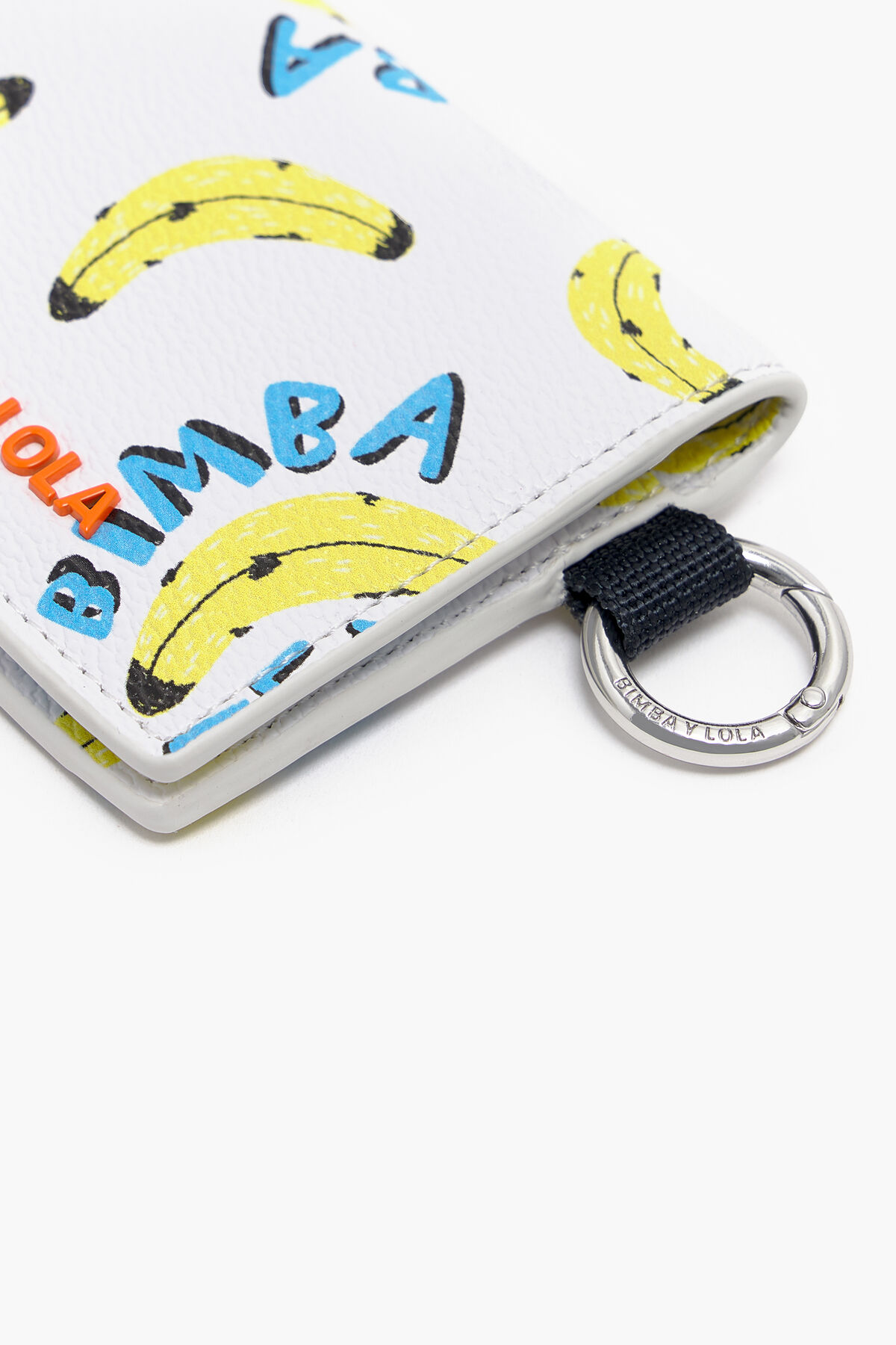 Tarjetero cuadrado textura print bananas blanco