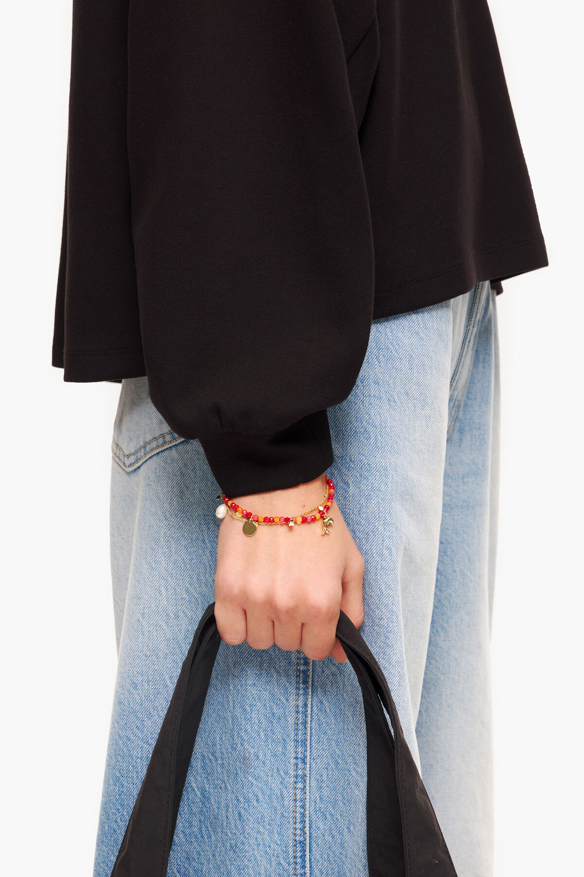 Pulsera doble piedras coral