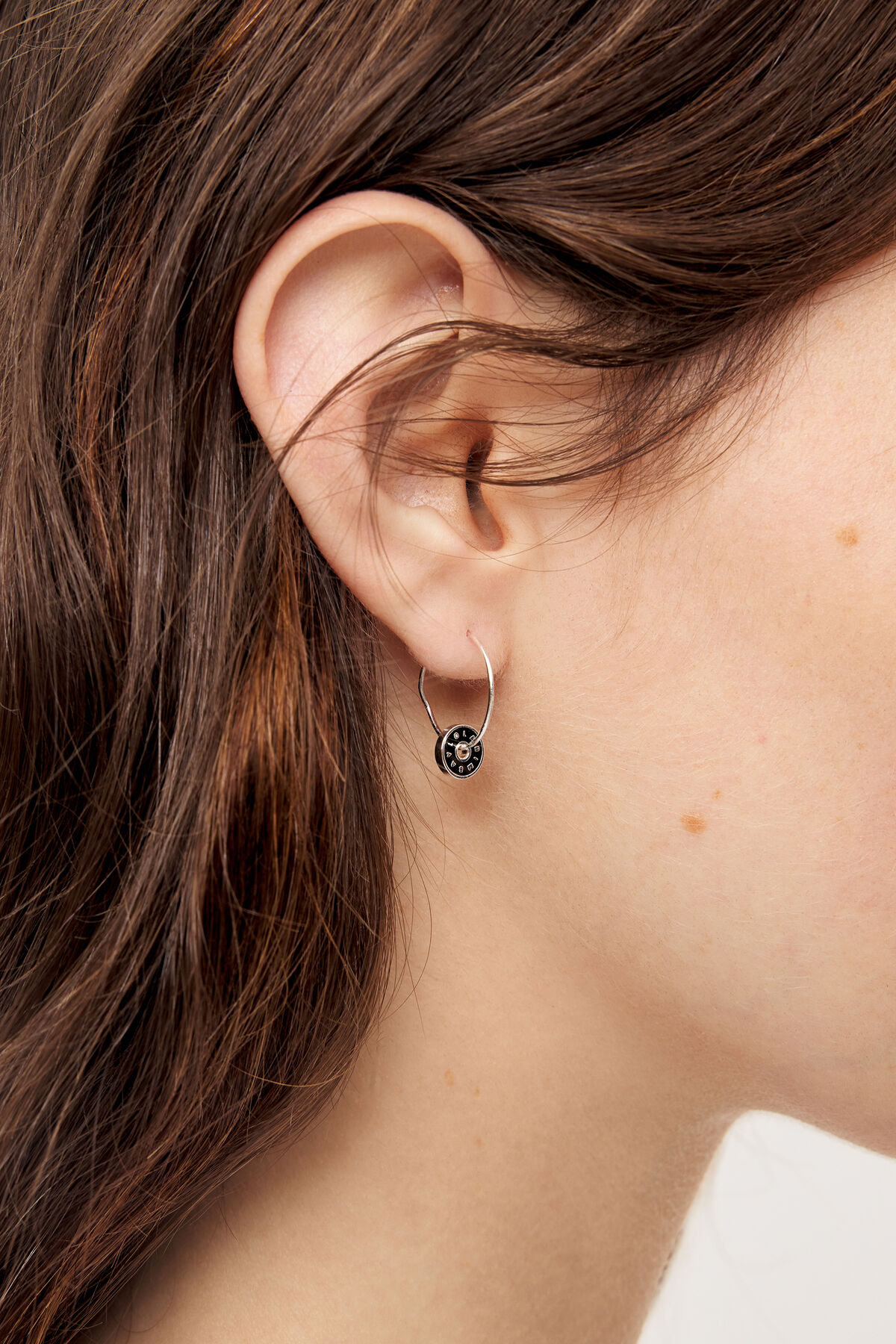 Pendientes aro logo esmaltado negros