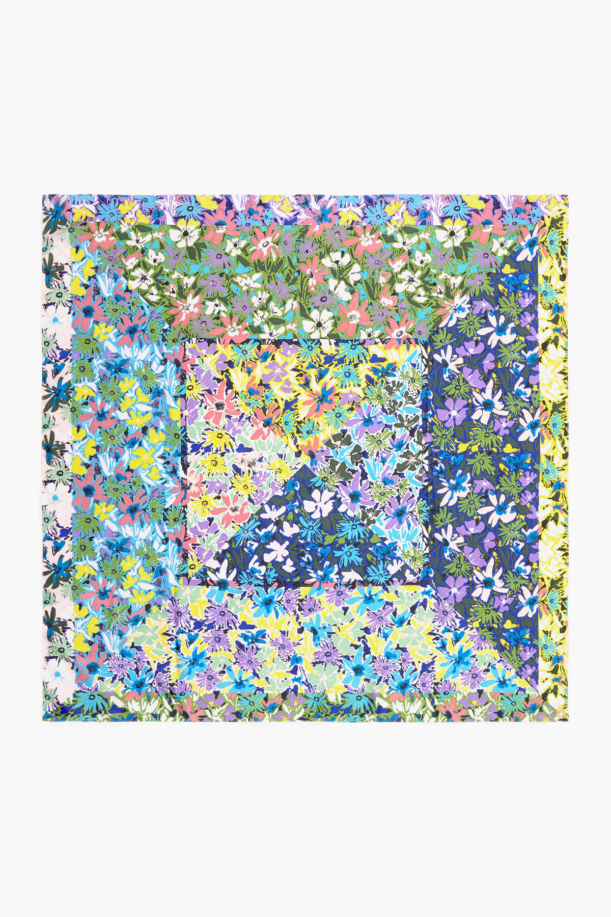 Pañuelo flores geométrico verde