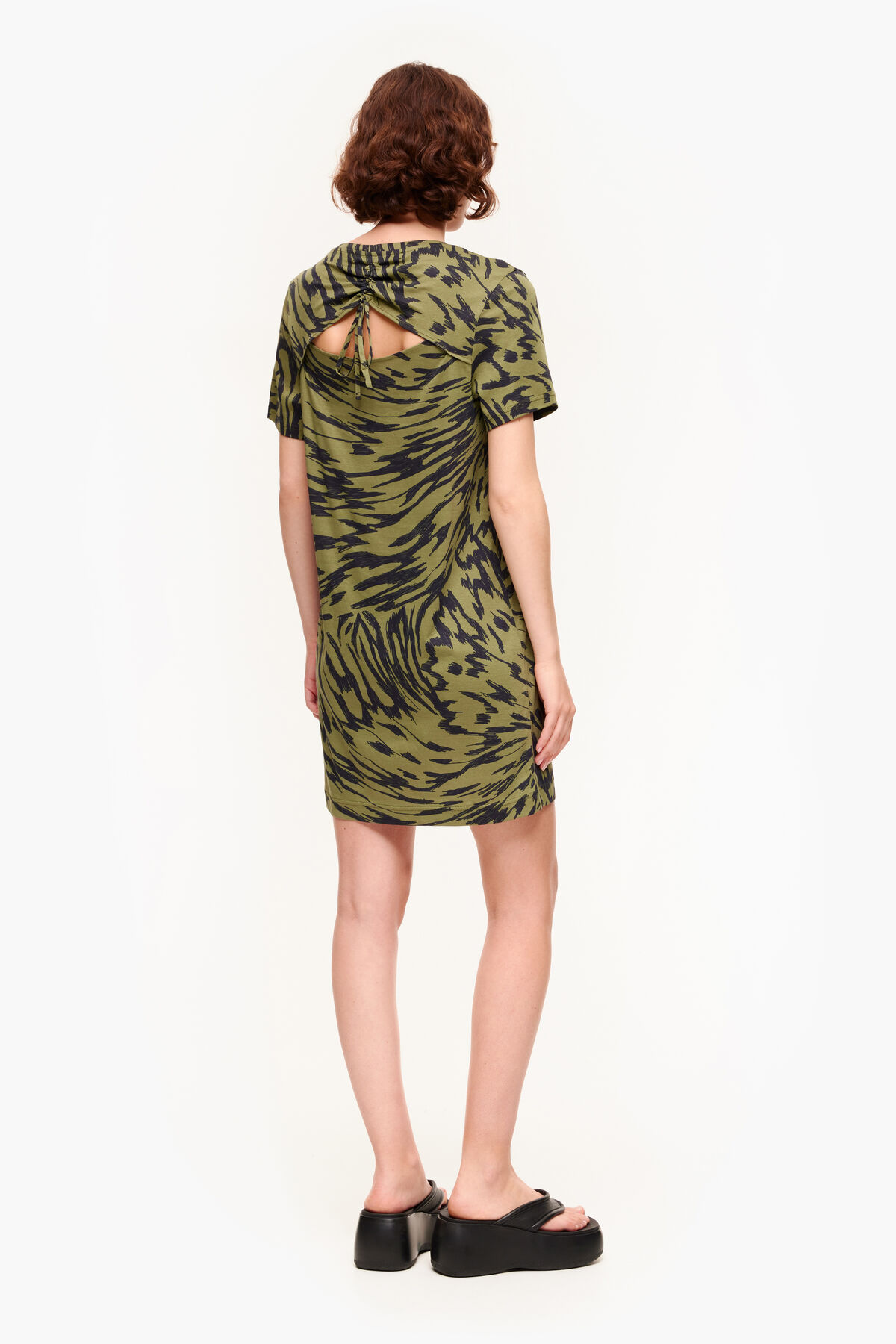 Vestido corto Butterfly Wing bicolor caqui