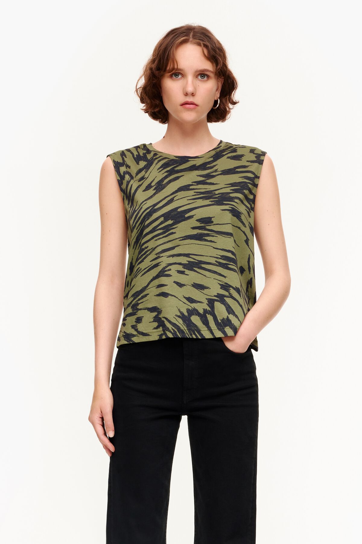 Camiseta algodón Butterfly Wing bicolor caqui