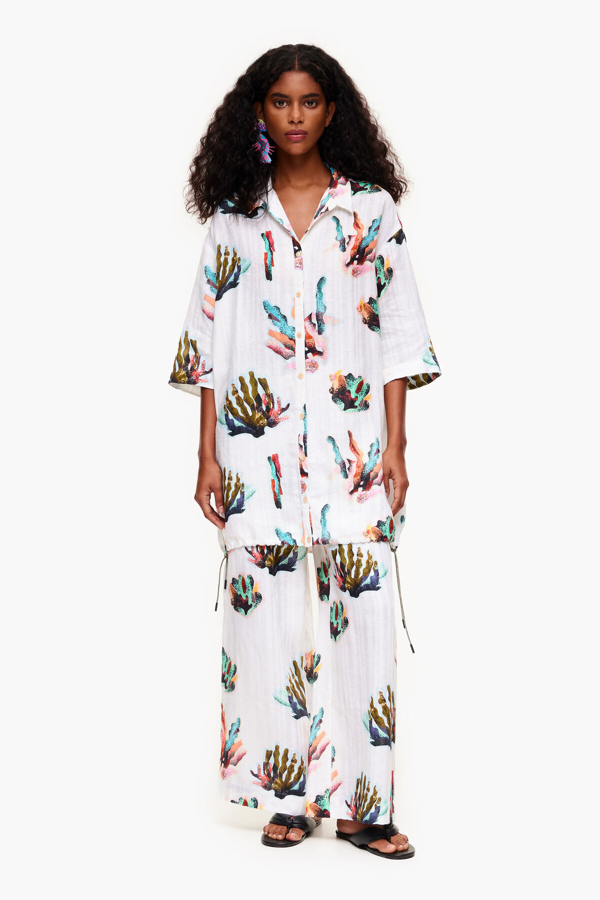 Camisa print Coral marfil