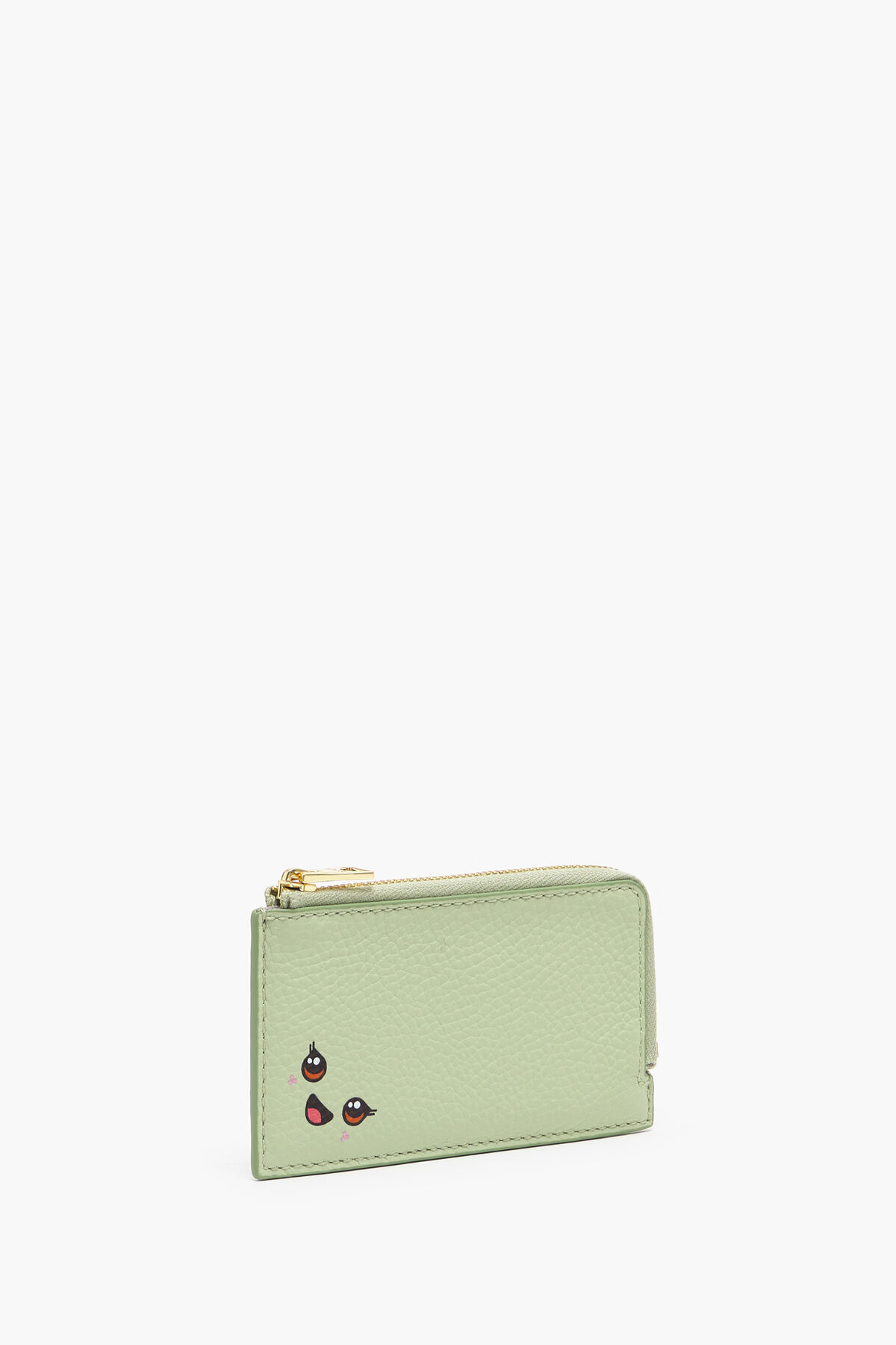 Monedero rectangular piel verde pastel