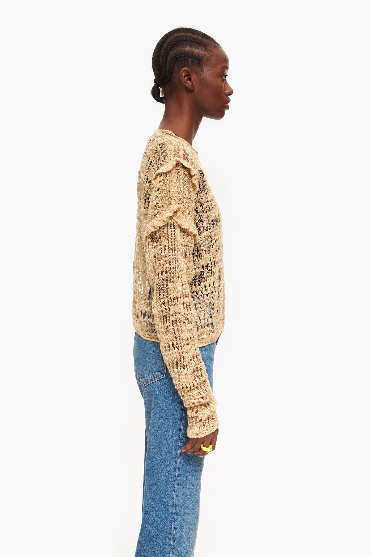 Jersey calados lino camel