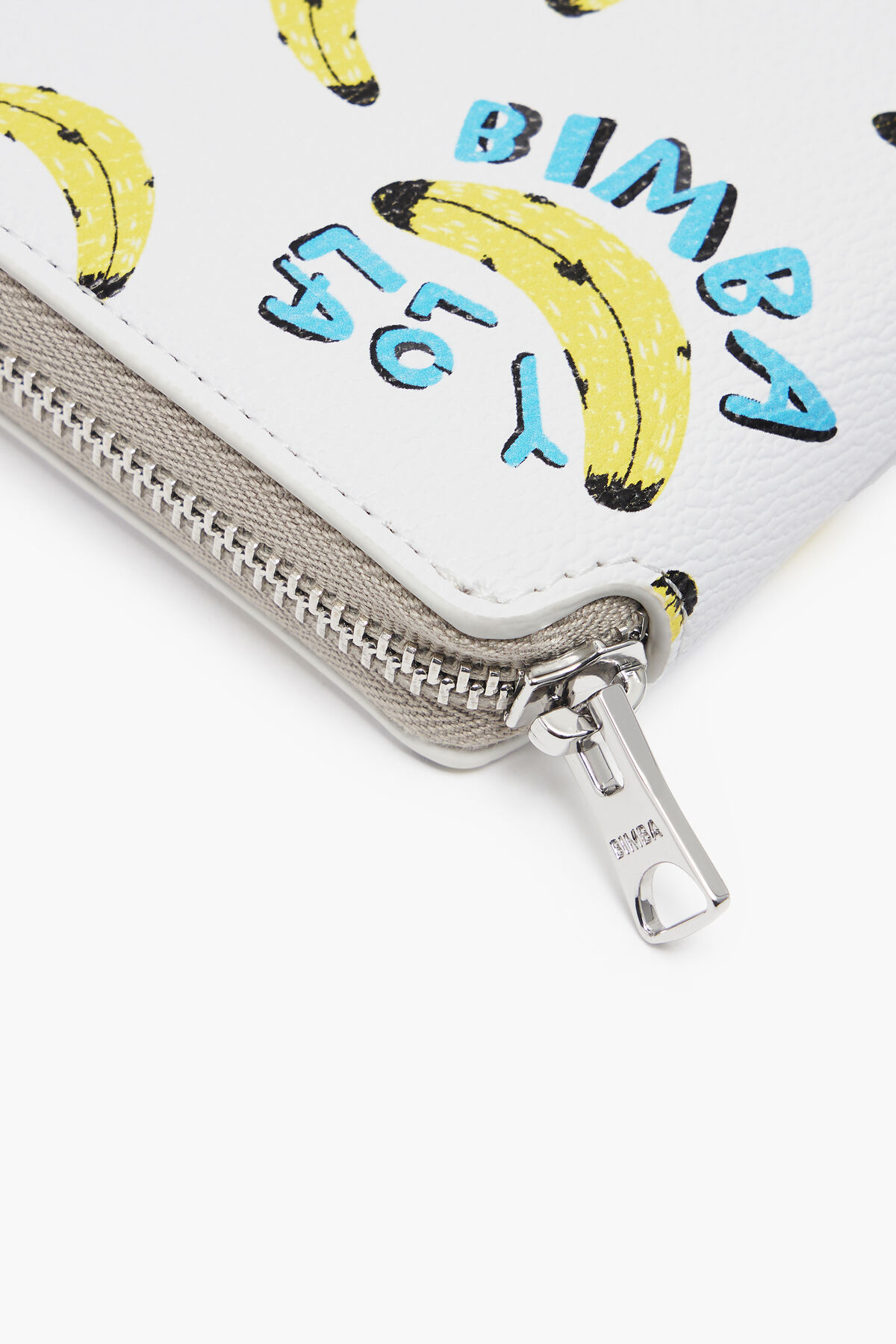 Billetera libro textura print bananas blanca