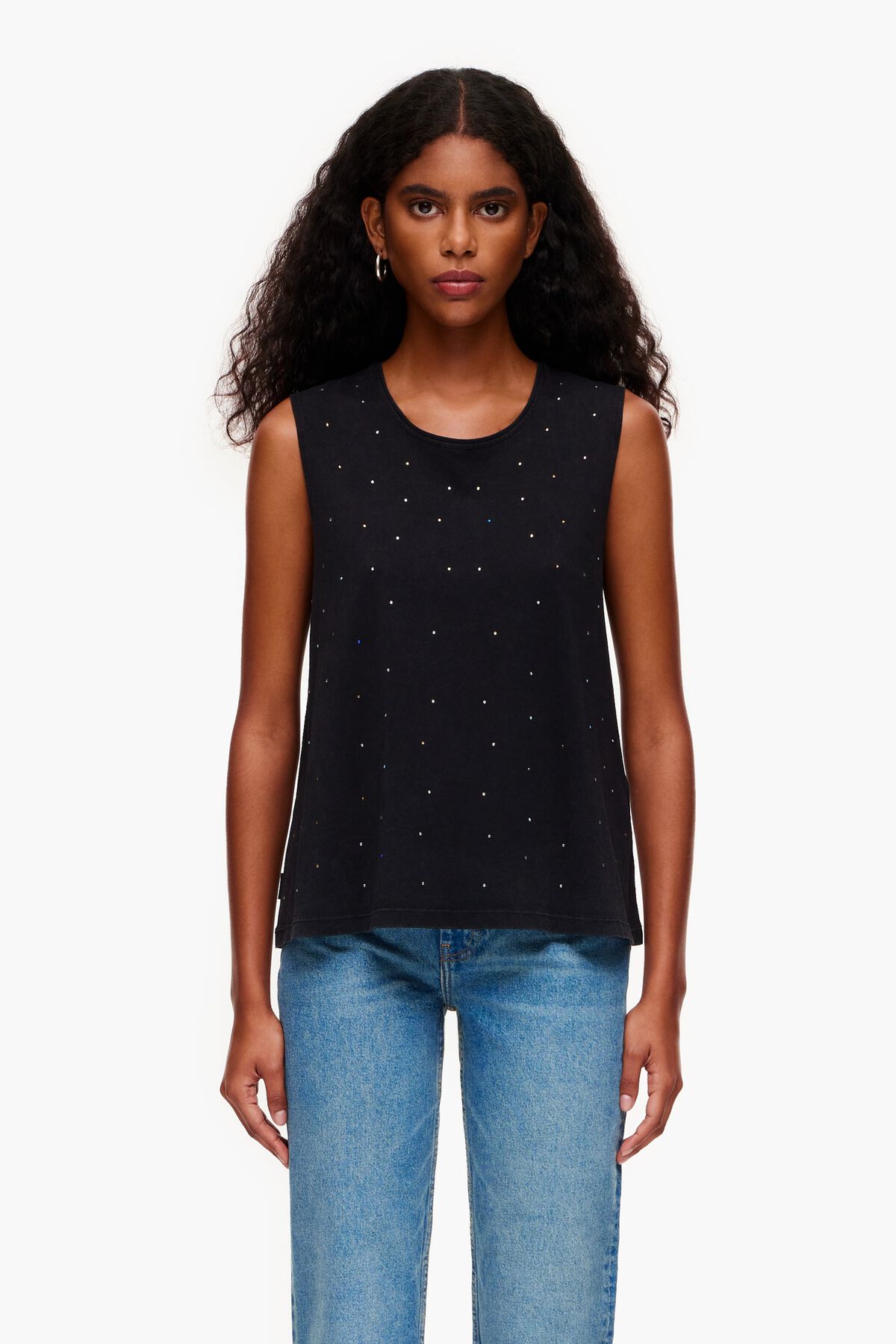 Camiseta piedras multicolores negra