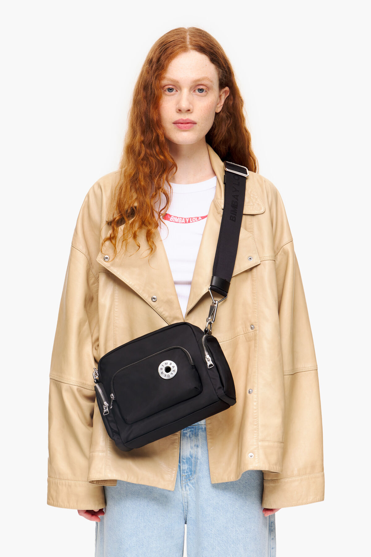 Bolso bandolera M nylon negro