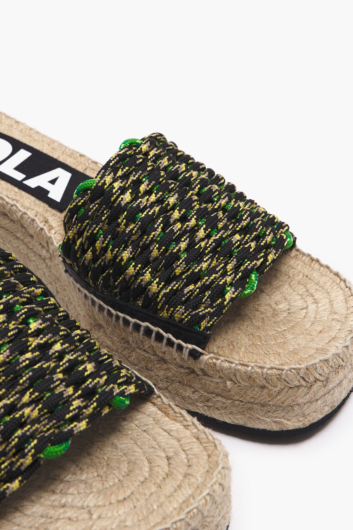 Cuña yute macramé verde