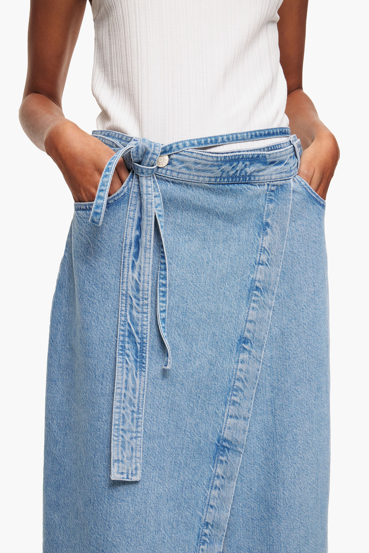 Falda pareo denim midi azul