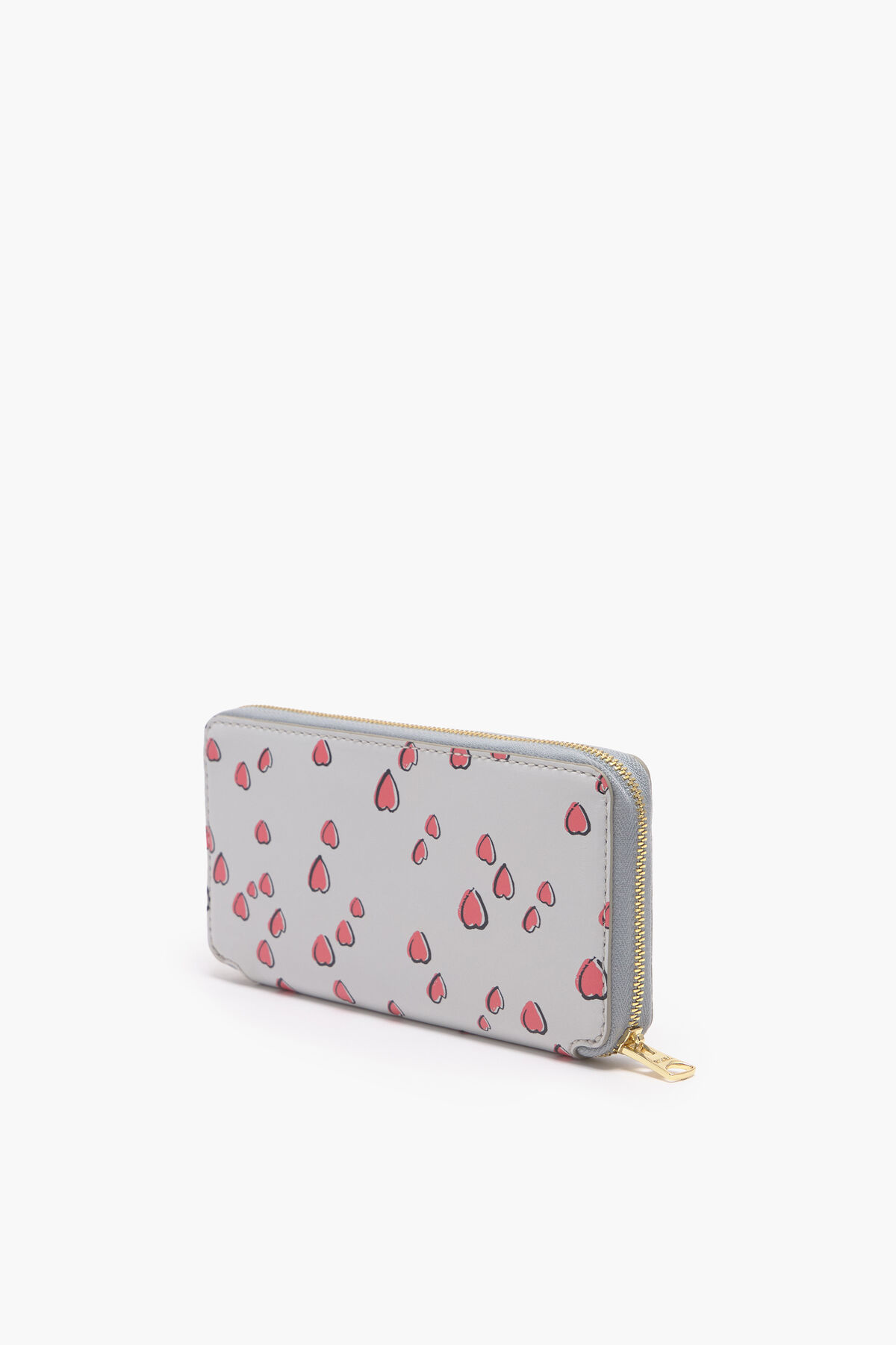 Billetera libro piel print Small Hearts gris