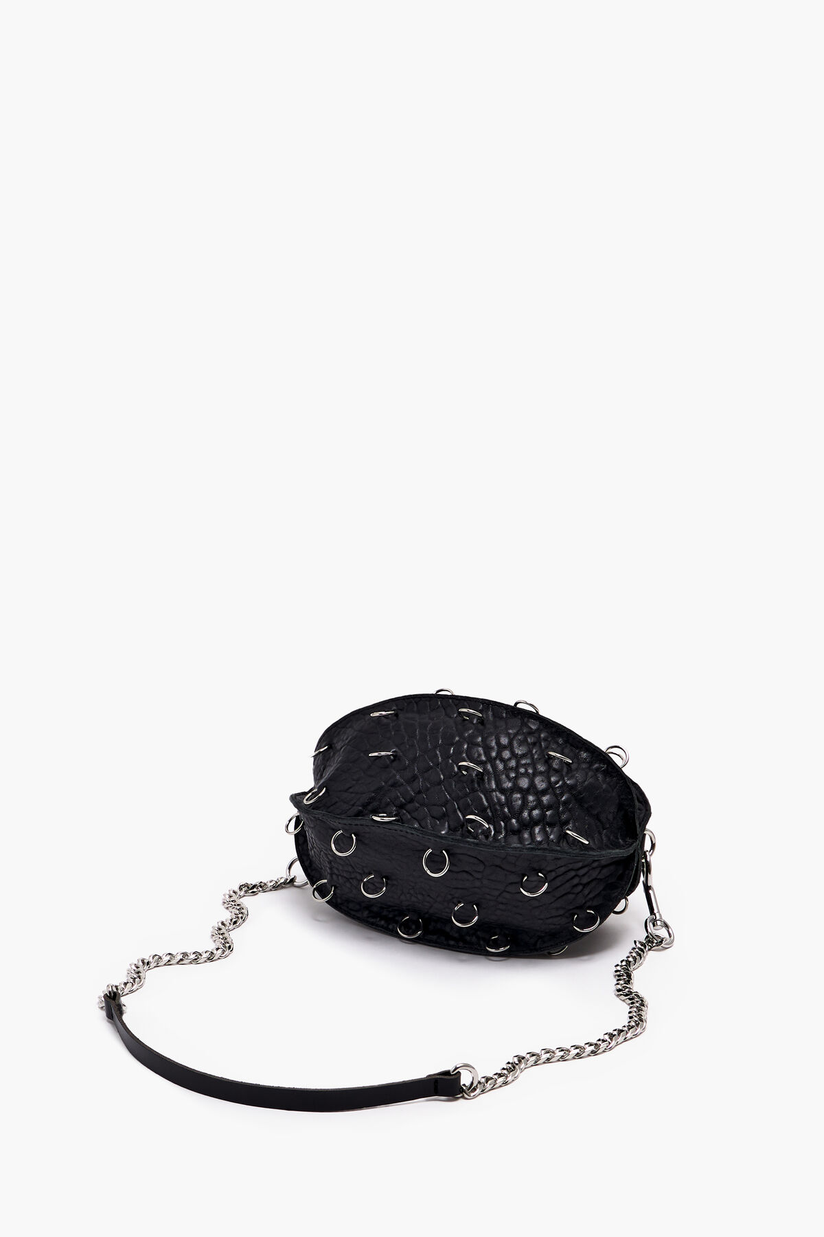 Bolso Pelota S anillas piel negro