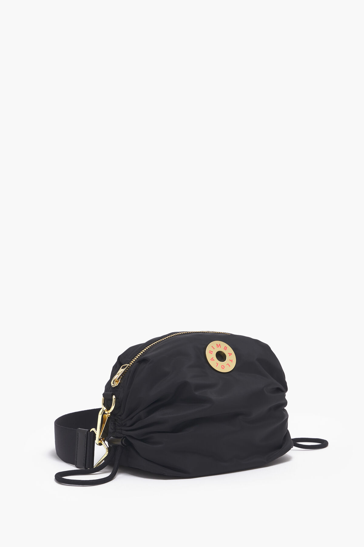 Bolso bandolera M nylon frunces negro