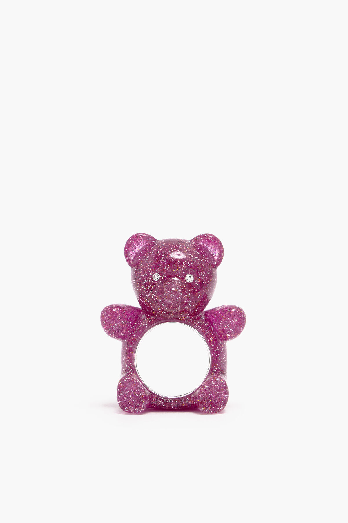Anillo oso purpurina rosa