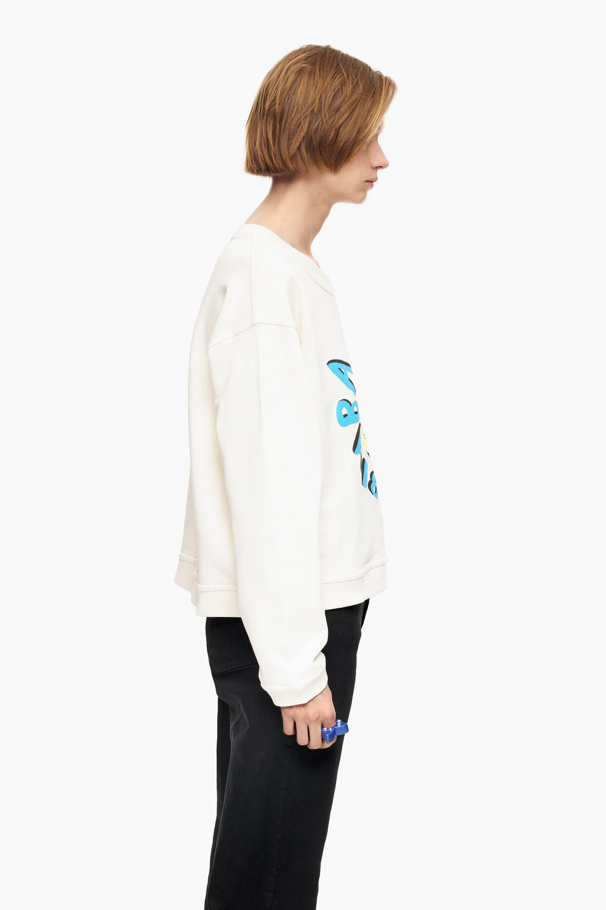 Sudadera boxy logo Bimba Banana marfil