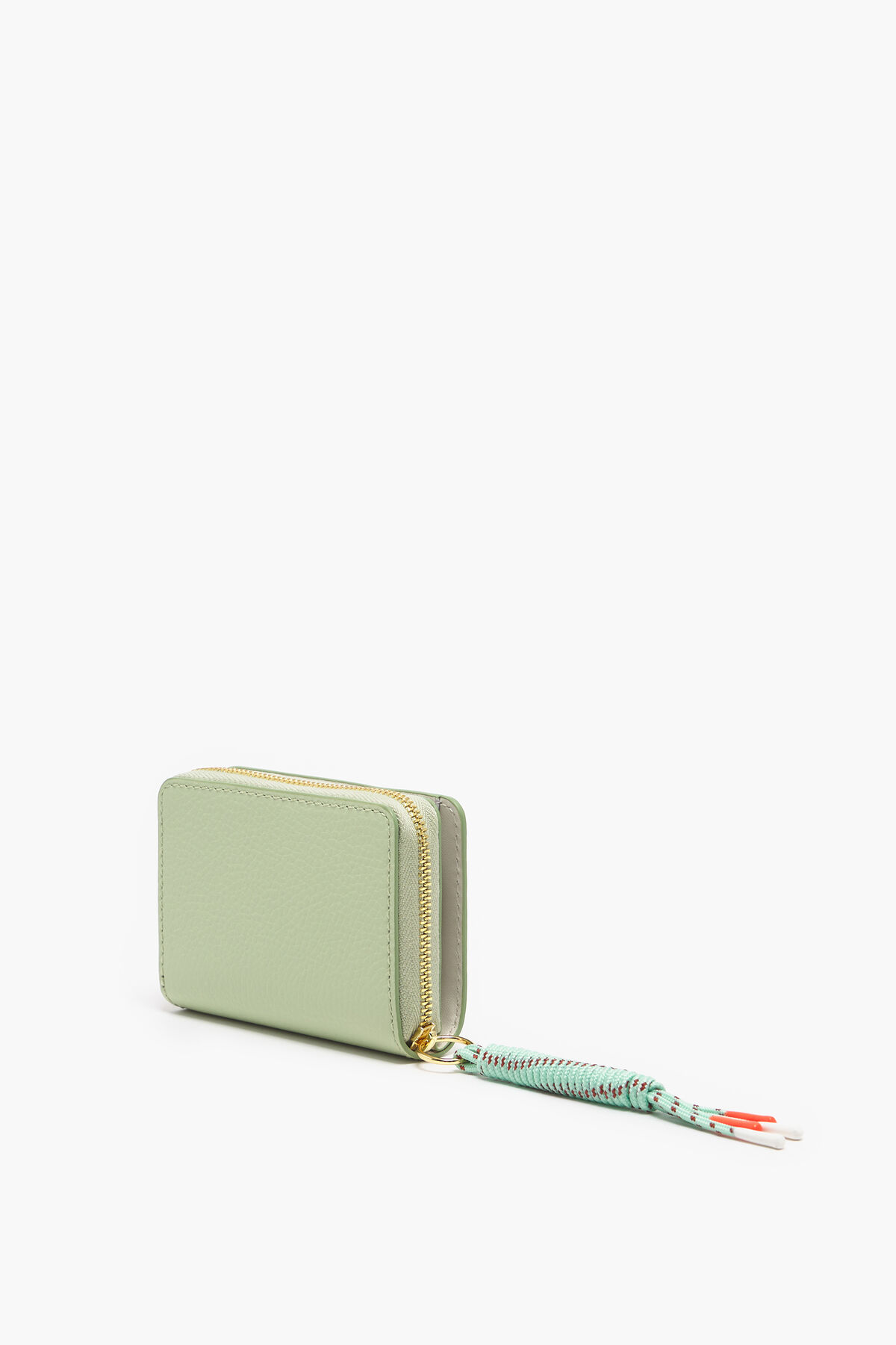 Cartera solapa piel verde pastel