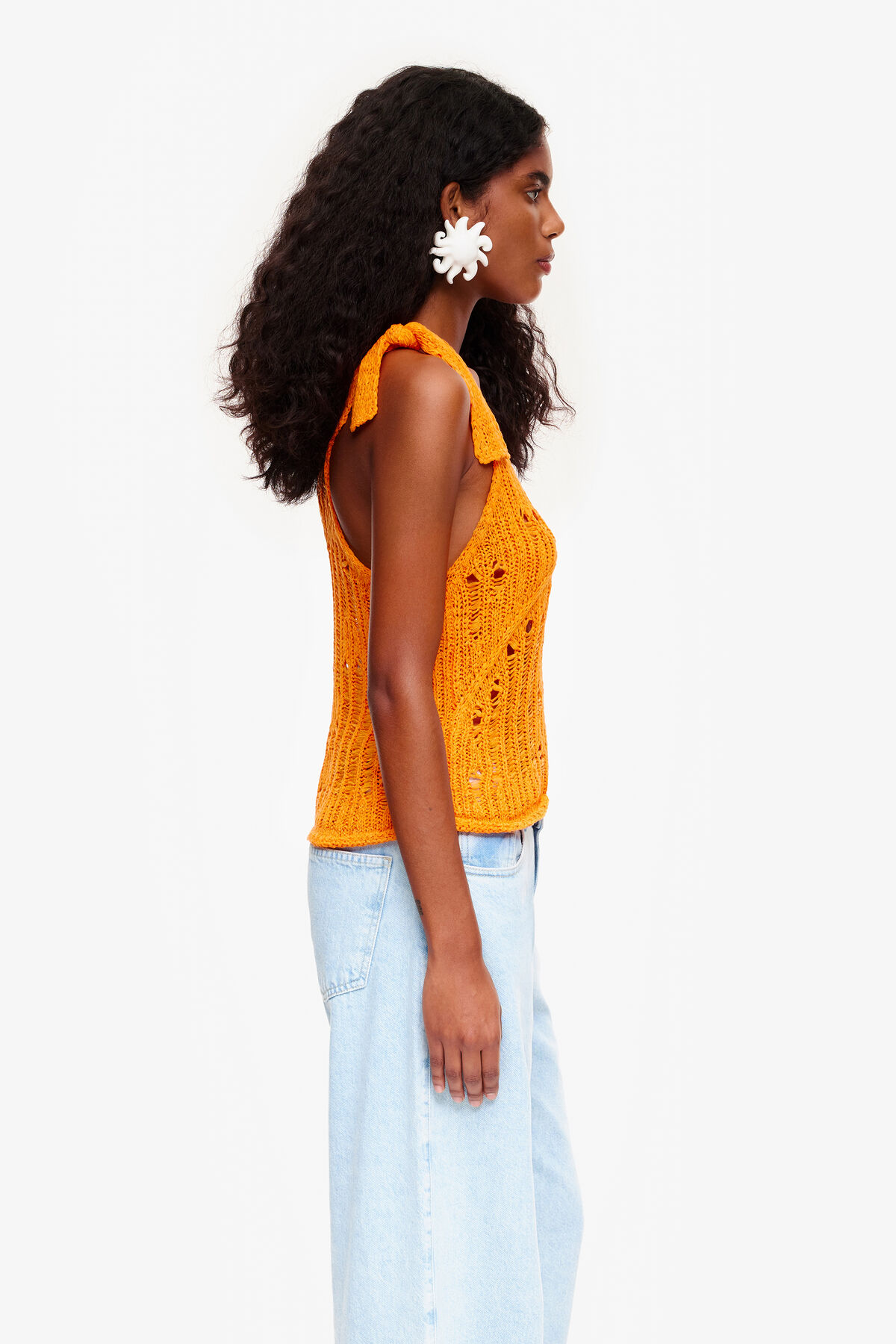 Top crochet naranja
