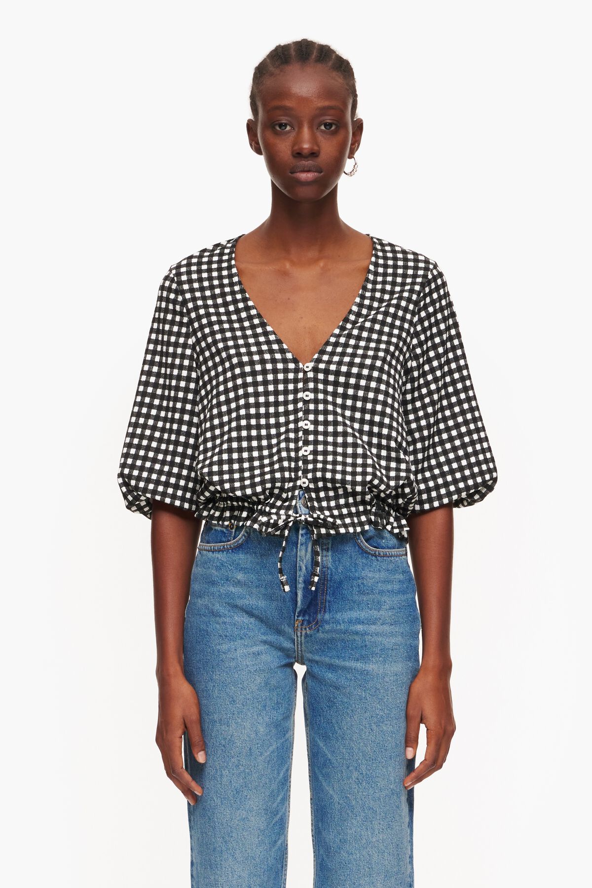 Camiseta cuadros negra