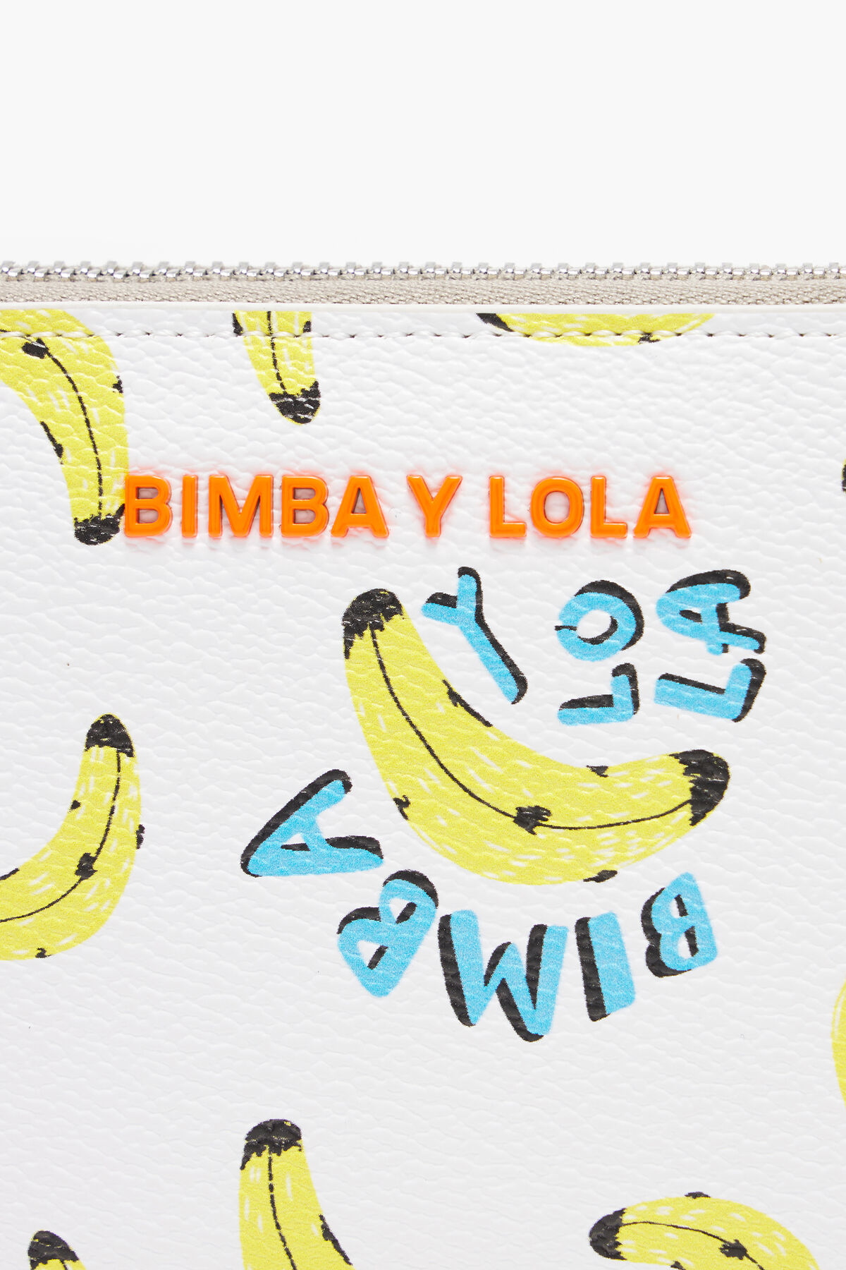 Billetera libro textura print bananas blanca