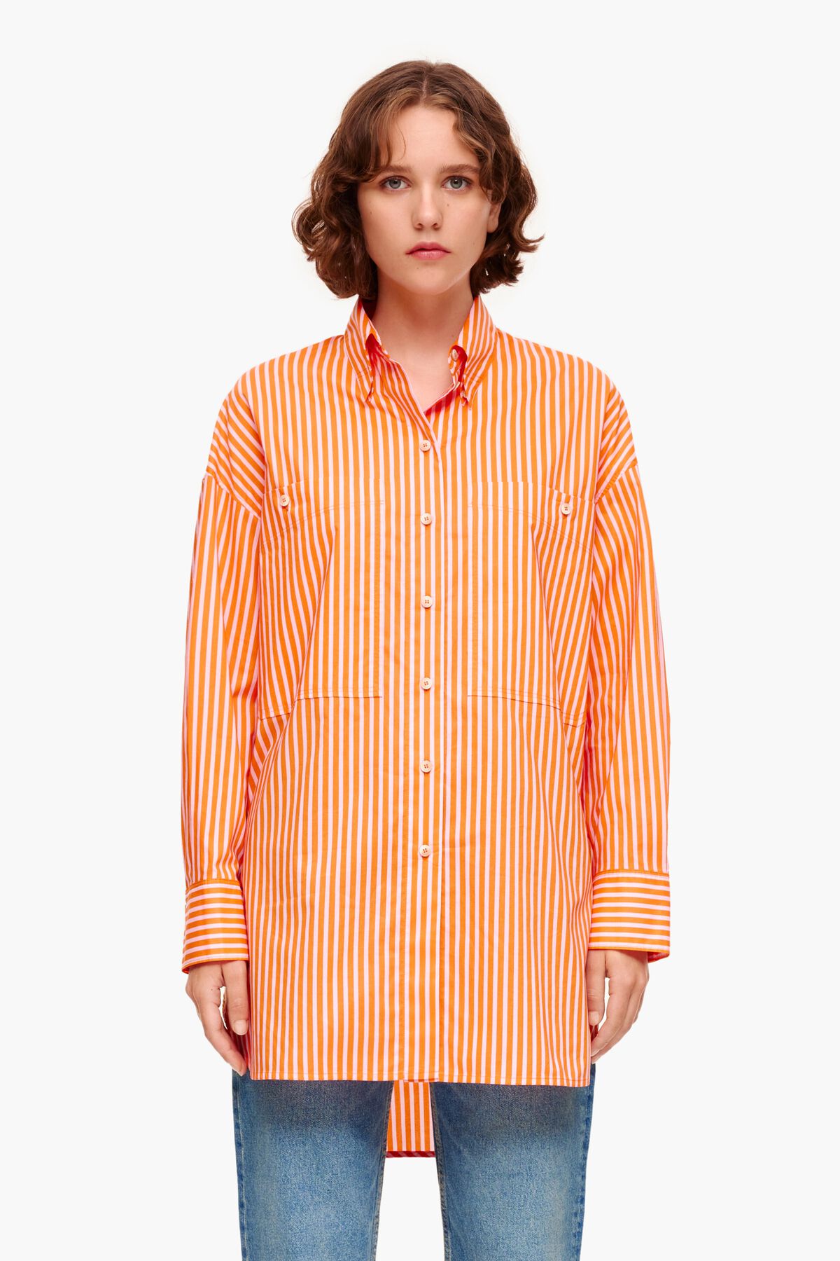 Camisa oversize rayas naranja