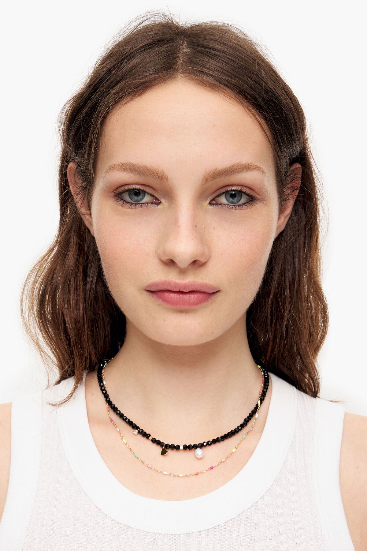 Collar cristales facetados cadena dorada