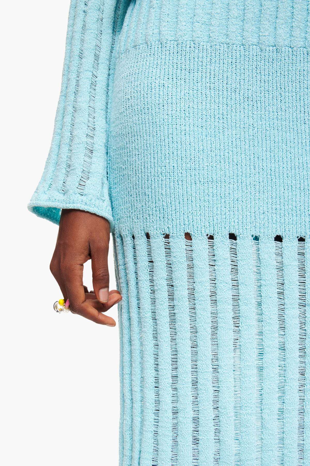 Falda canalé midi azul