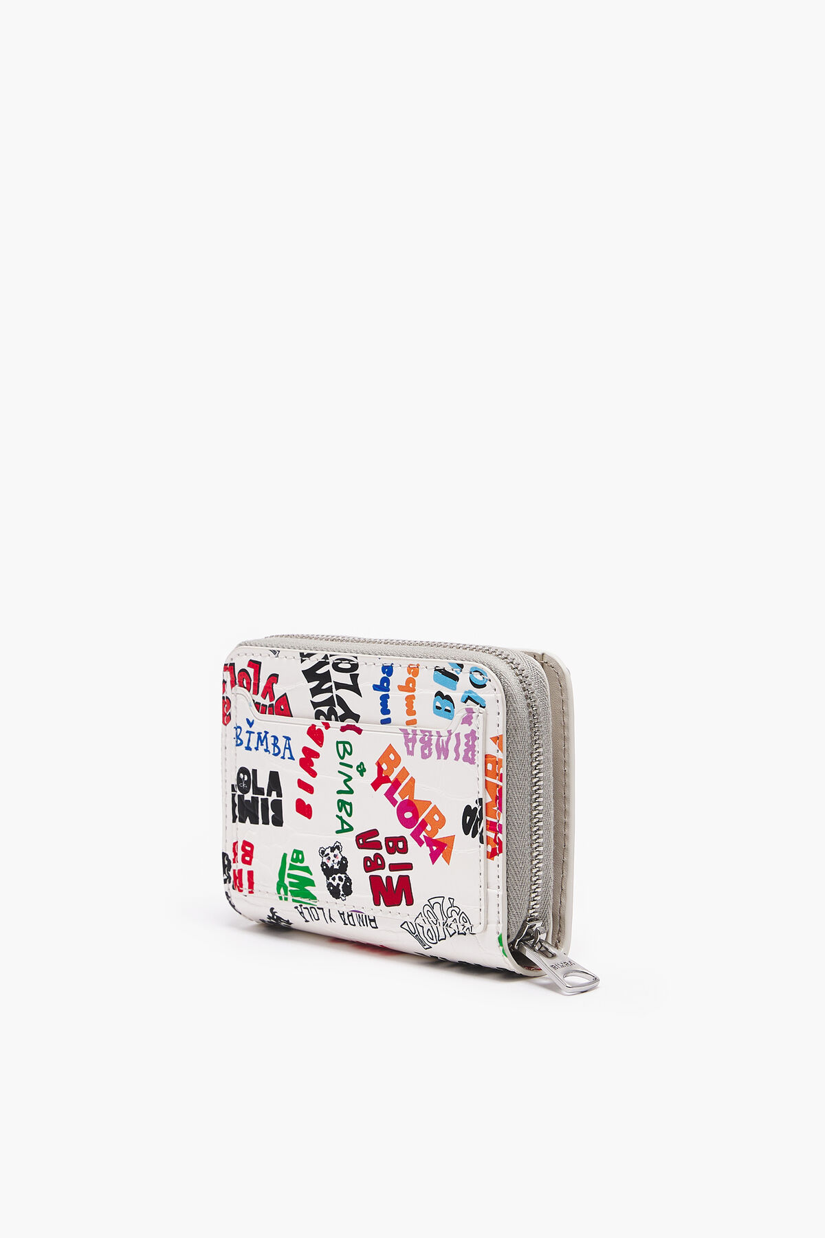Cartera solapa cocodrilo print blanca
