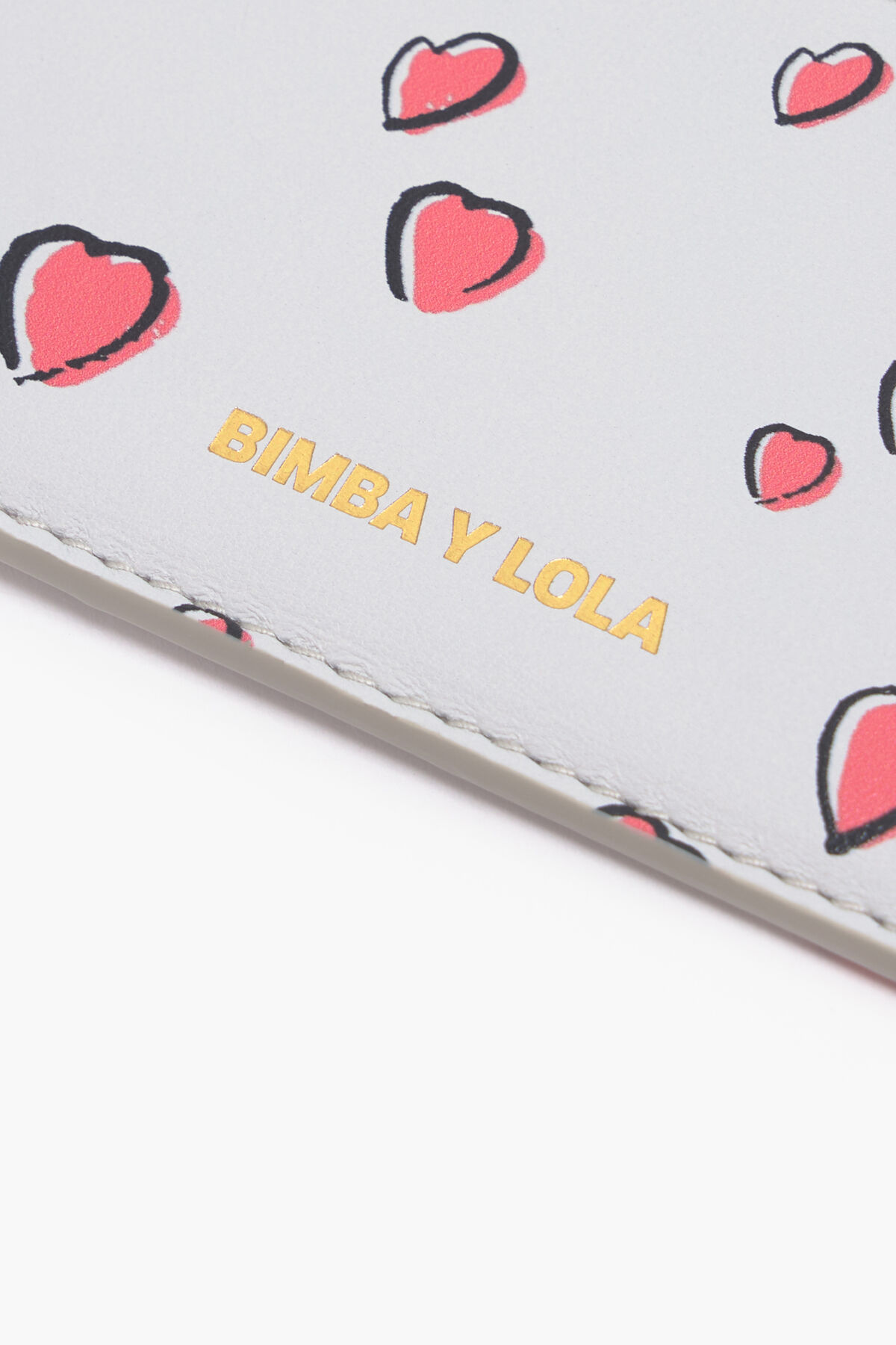 Monedero rectangular piel print Small Hearts gris