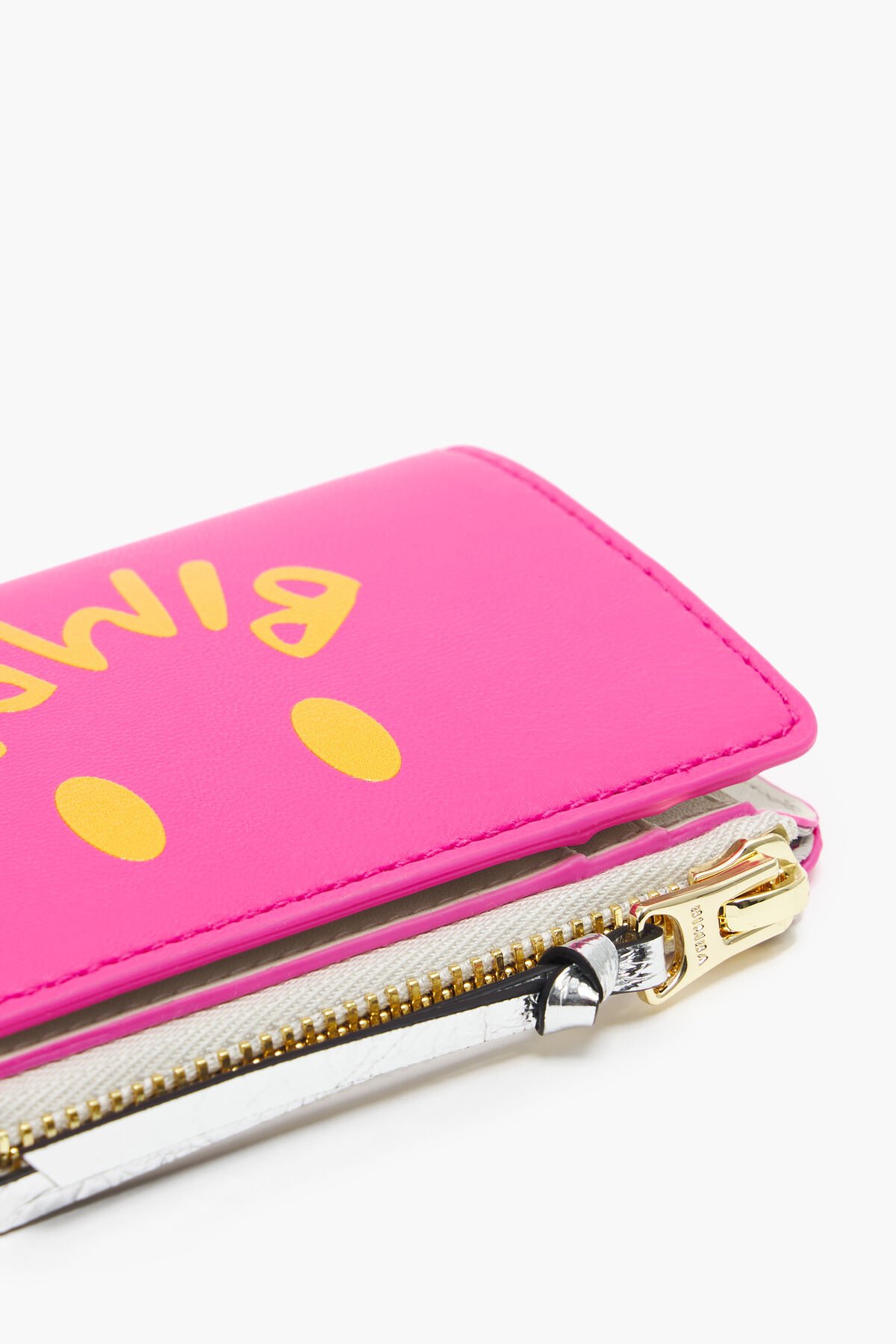 Cartera rectangular piel rosa neón