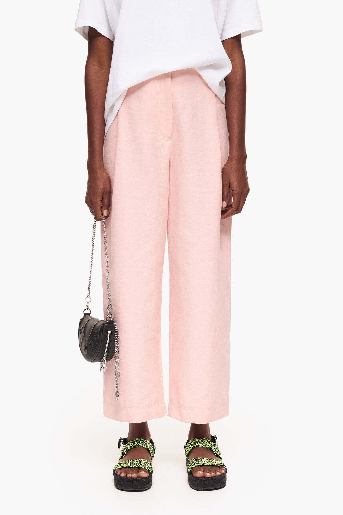 Pantalón lino rosa claro