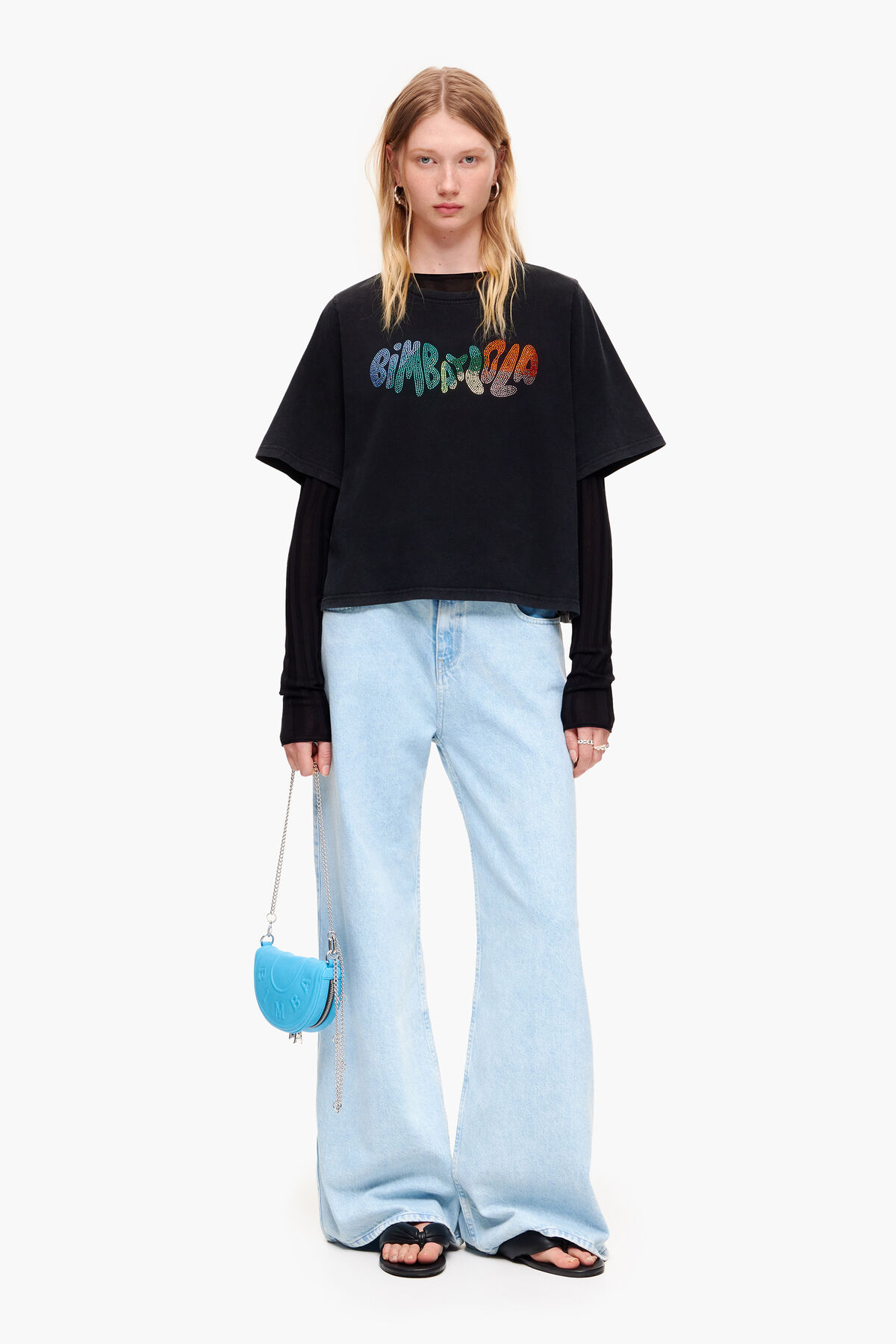 Camiseta algodón logo Hot Fix Bimba negra