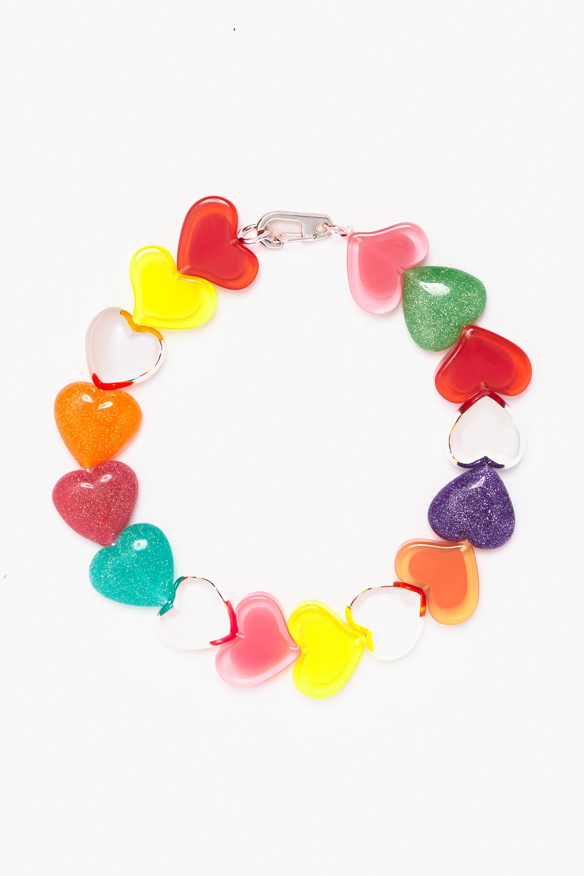 Collar resina corazones multicolor